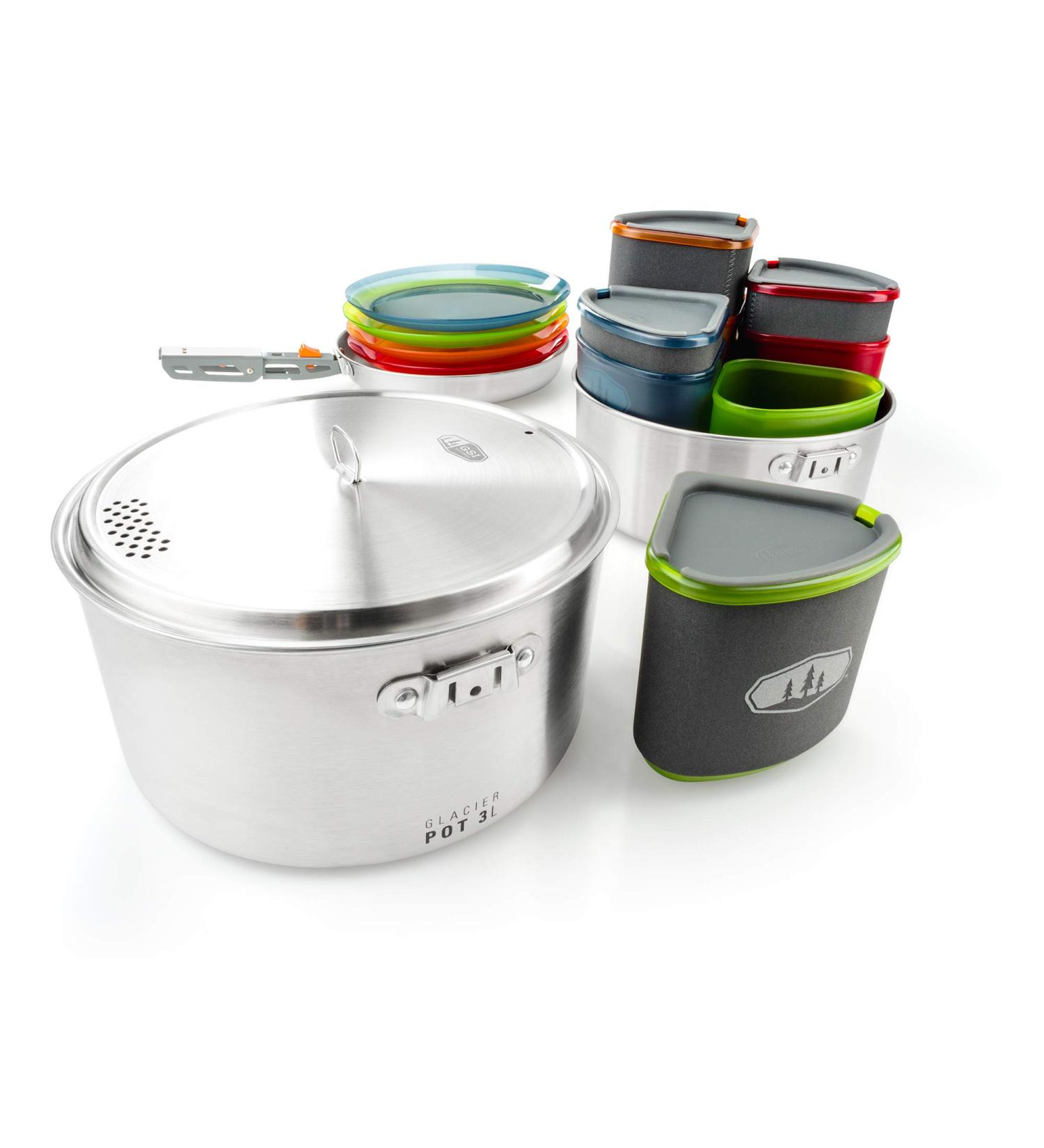 GSI Outdoors Glacier Stainless Camper 4-Person Cookware & Dinnerware Set for Camping - Buy Online on GoSupps.com