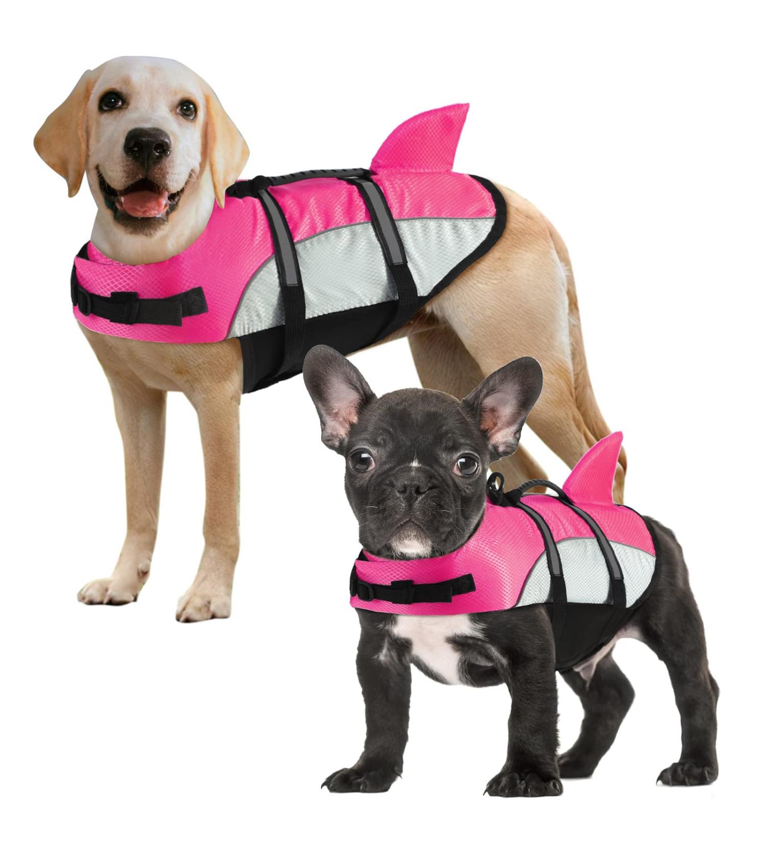 ALAGIRLS Dog Costume Life Jacket - Pink & Gray for Swimming Beach & Boating | Sizes 55-68cm - Buy Online on GoSupps.com