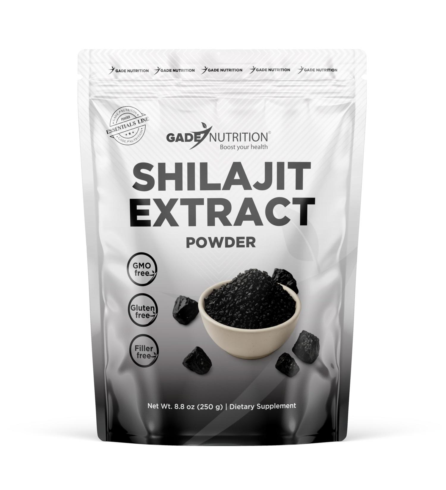 Gade Nutrition Shilajit Extract Powder Concentrated | 250g (8.8 oz), 500mg per Serving (Equivalent to 5,000 mg of shilajit Powder), 500 Servings| Rich in fulvic Acid and Minerals | USA Made - Buy Online on GoSupps.com