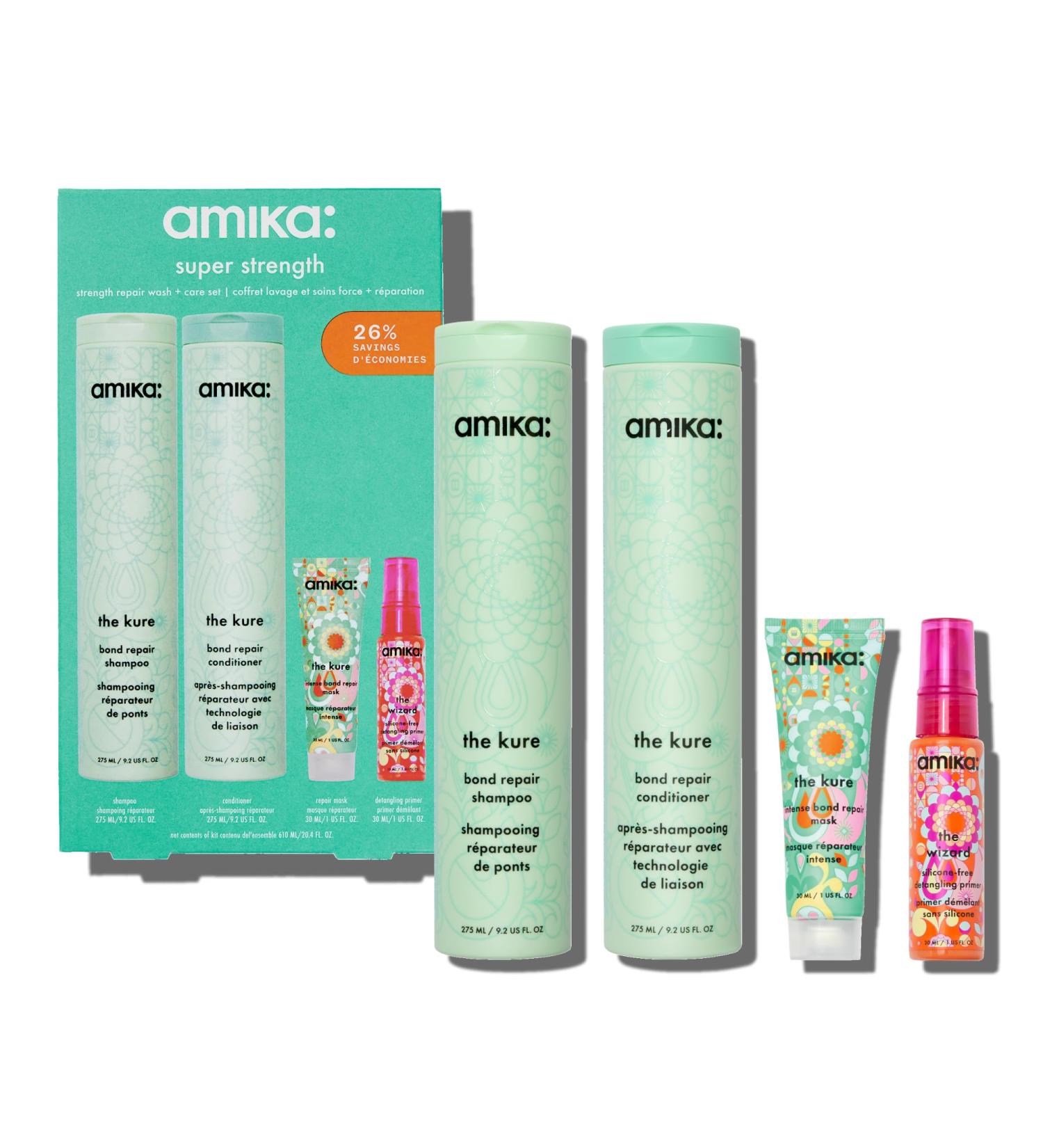 Amika Super Strength Repair Wash + Care Set - Shop Internationally for Healthier Hair - Buy Online on GoSupps.com