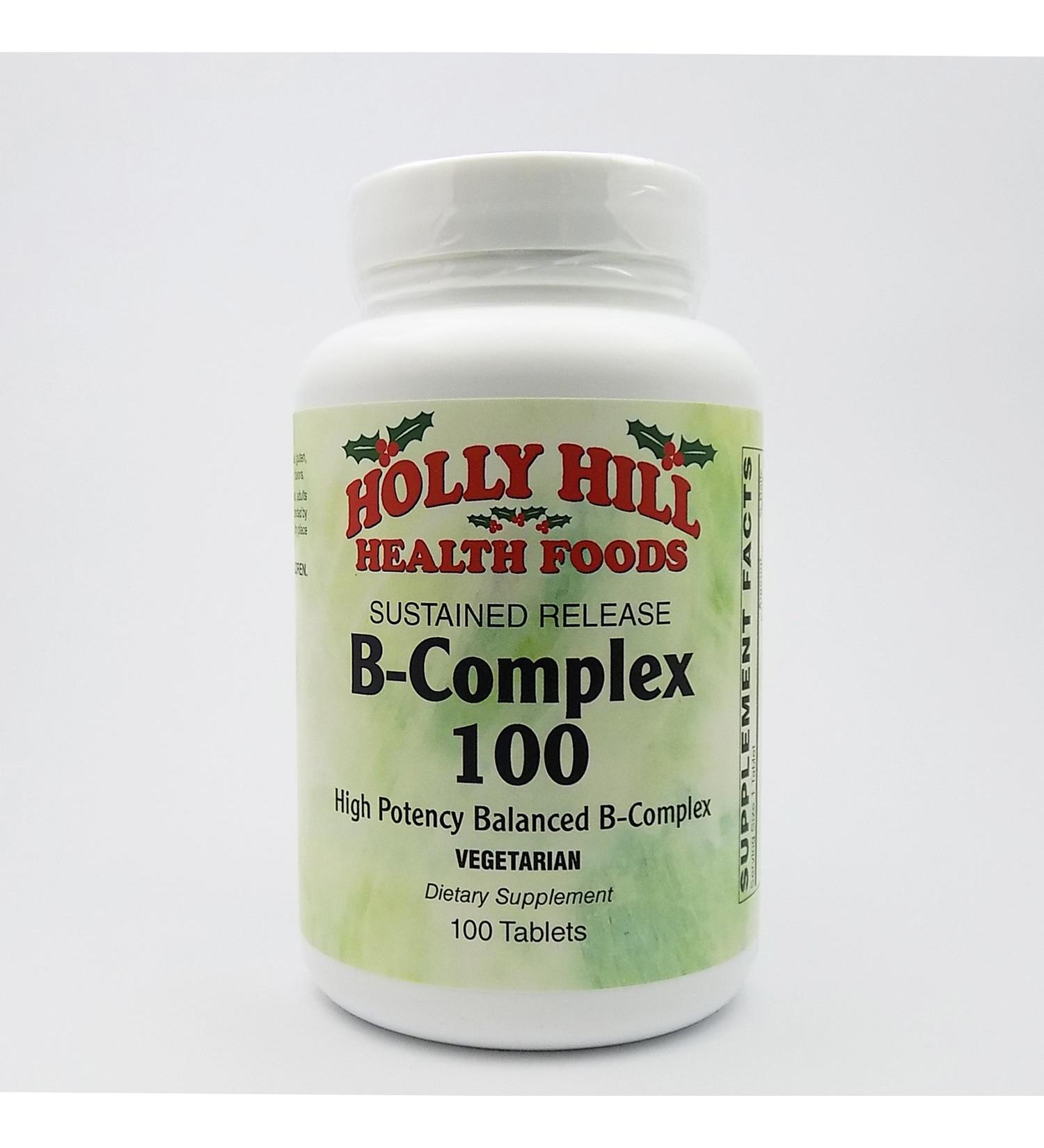 Holly Hill Health Foods B Complex 100 Sustained Release Vegetarian Formula 100 Tablets 1 Count (Pack of 100)