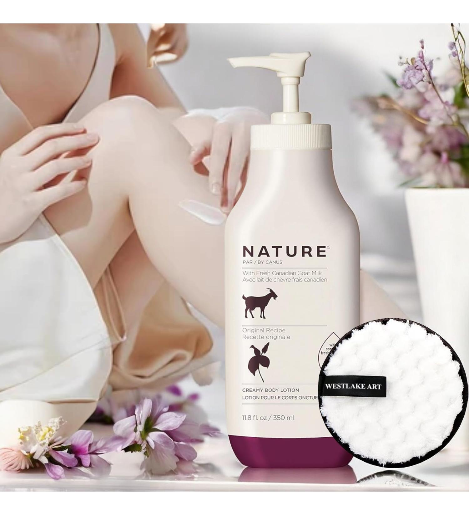 Goat Milk Lotion Bundle with Reusable Makeup Pads - Creamy Body Moisturizer with Fresh Canadian Goat Milk & Vitamins | Pack of 2 - Buy Online on GoSupps.com