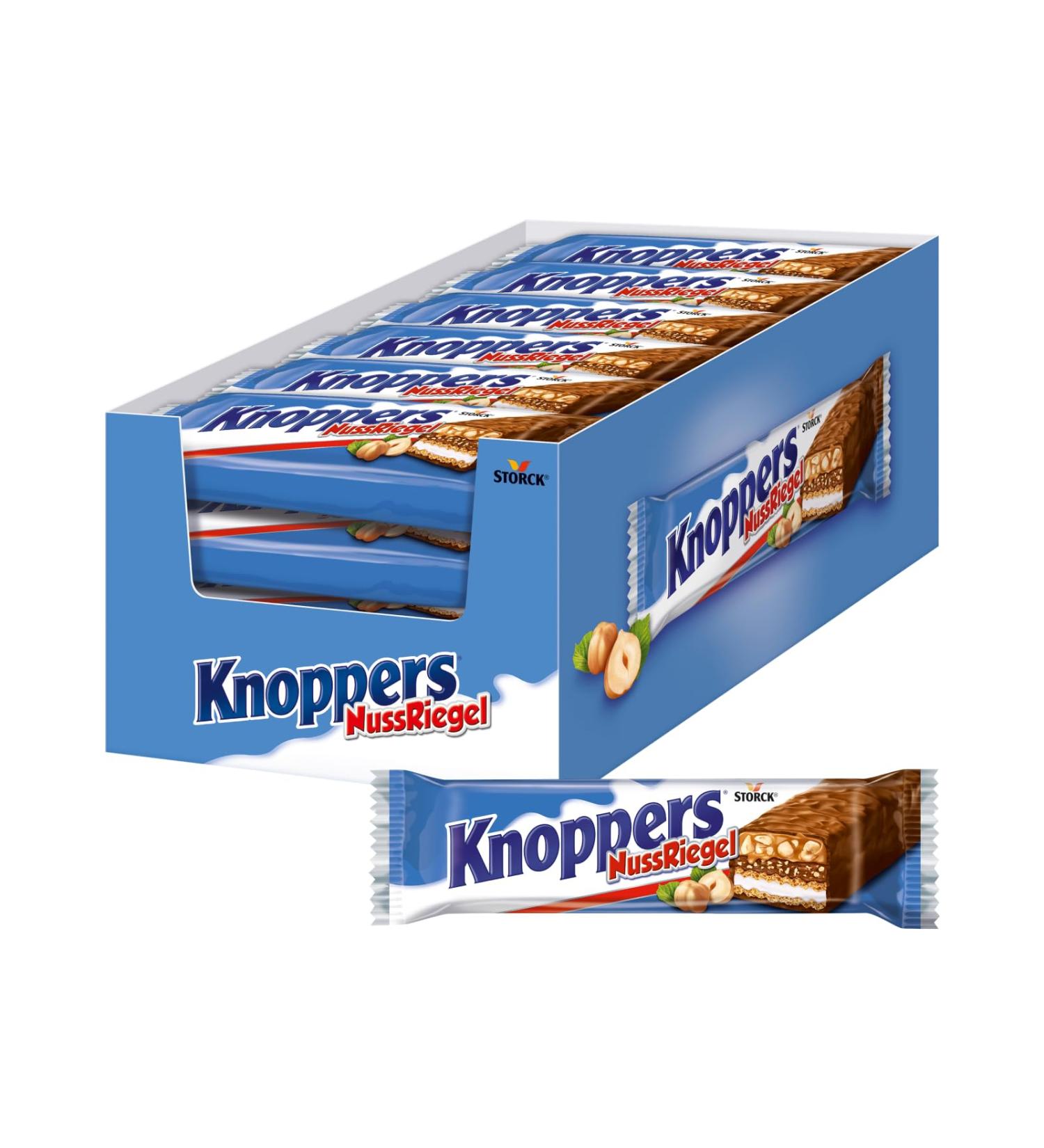 Buy Knoppers NussRiegel 24 x 40g Chocolate Bars with Milk Nougat Cream Hazelnuts & Caramel International Shipping Available - Buy Online on GoSupps.com