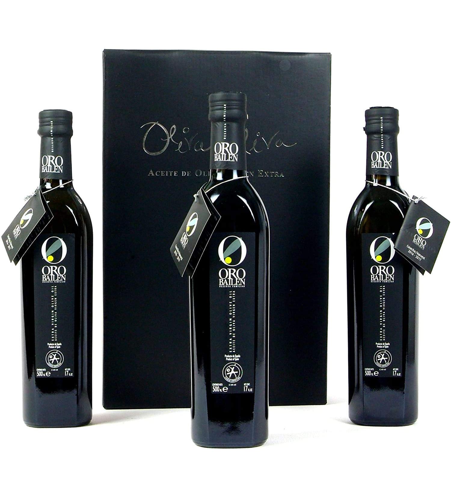 3 Bottles x 500 ml - Oro bailen Reserva Familiar Picual- Extra virgin olive oil