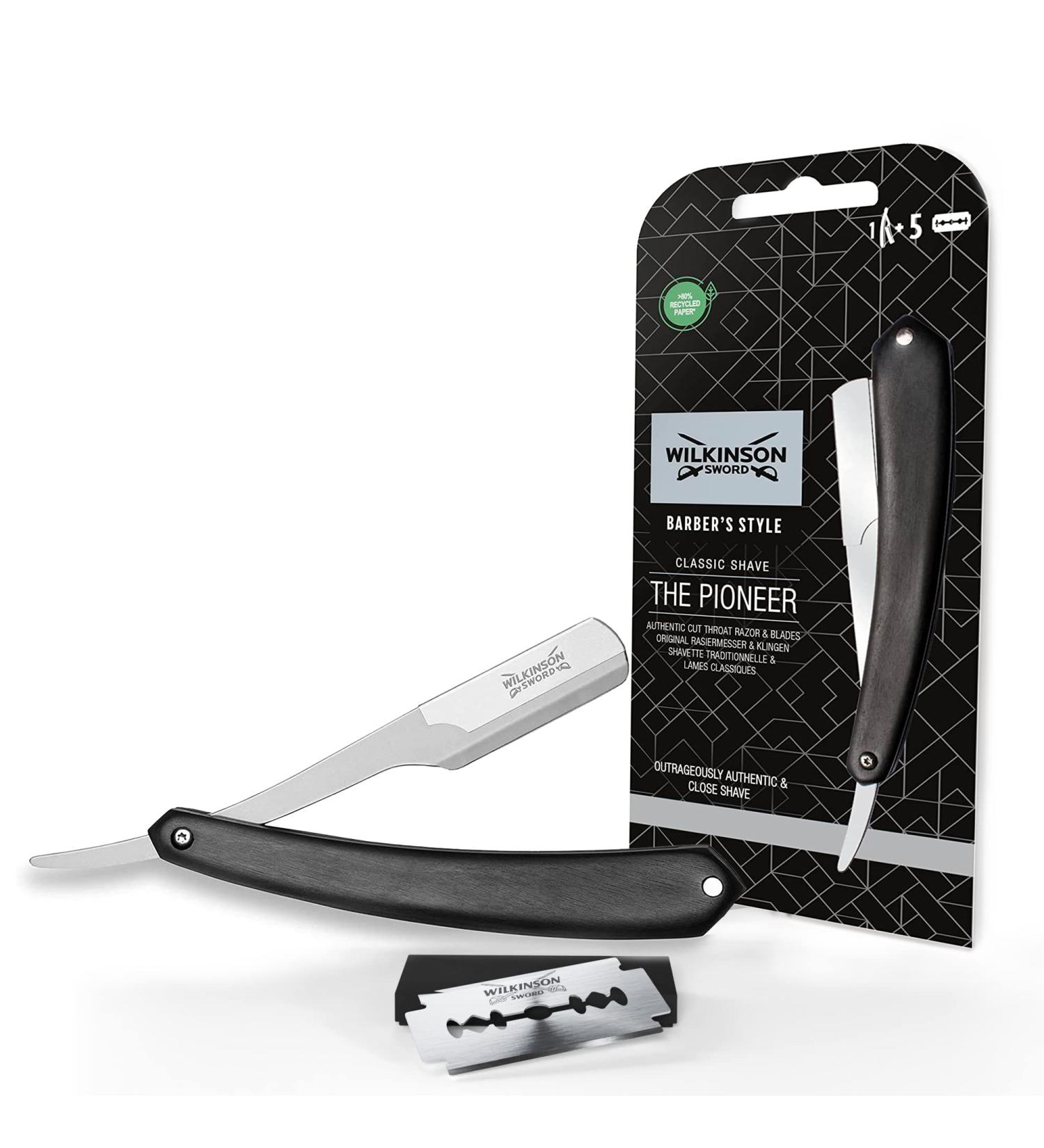 Wilkinson Sword Vintage Razor with 5 Double Blades - Classic Precision Shaving Set | Interchangeable Sounds (6 Pieces) - Buy Online on GoSupps.com