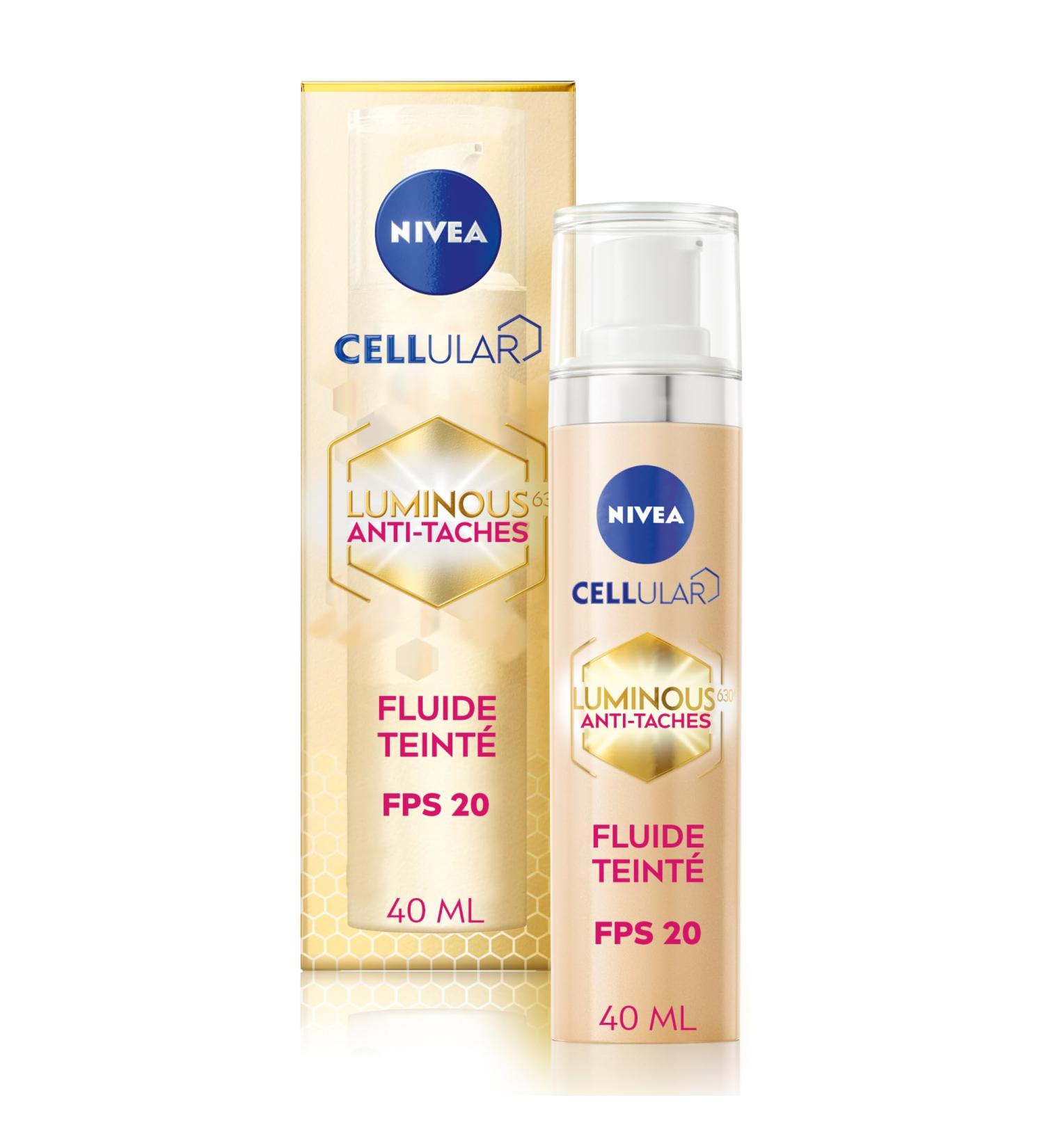 NIVEA Luminous 630 Tinted Fluid SPF20 (1 x 40 ml) Anti-pigmentation facial care that adapts to skin tone Anti-aging face cream with a fluid formula - Buy Online on GoSupps.com