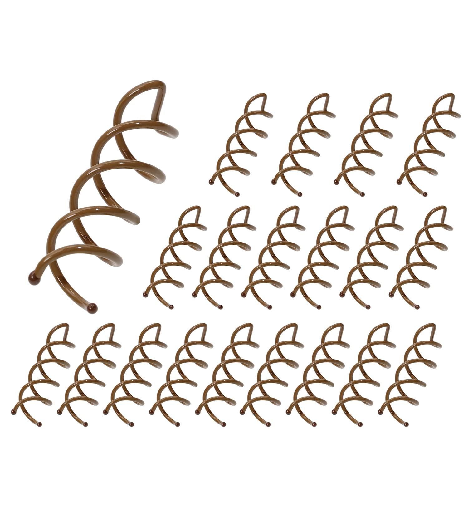 Mini Skater 1.88 Spiral Hair Pin Twist Barrette Spin Pins - Brown Set of 20 - Non-Scratch Round Tips for Women's Bun Hair Style DIY - Buy Online on GoSupps.com