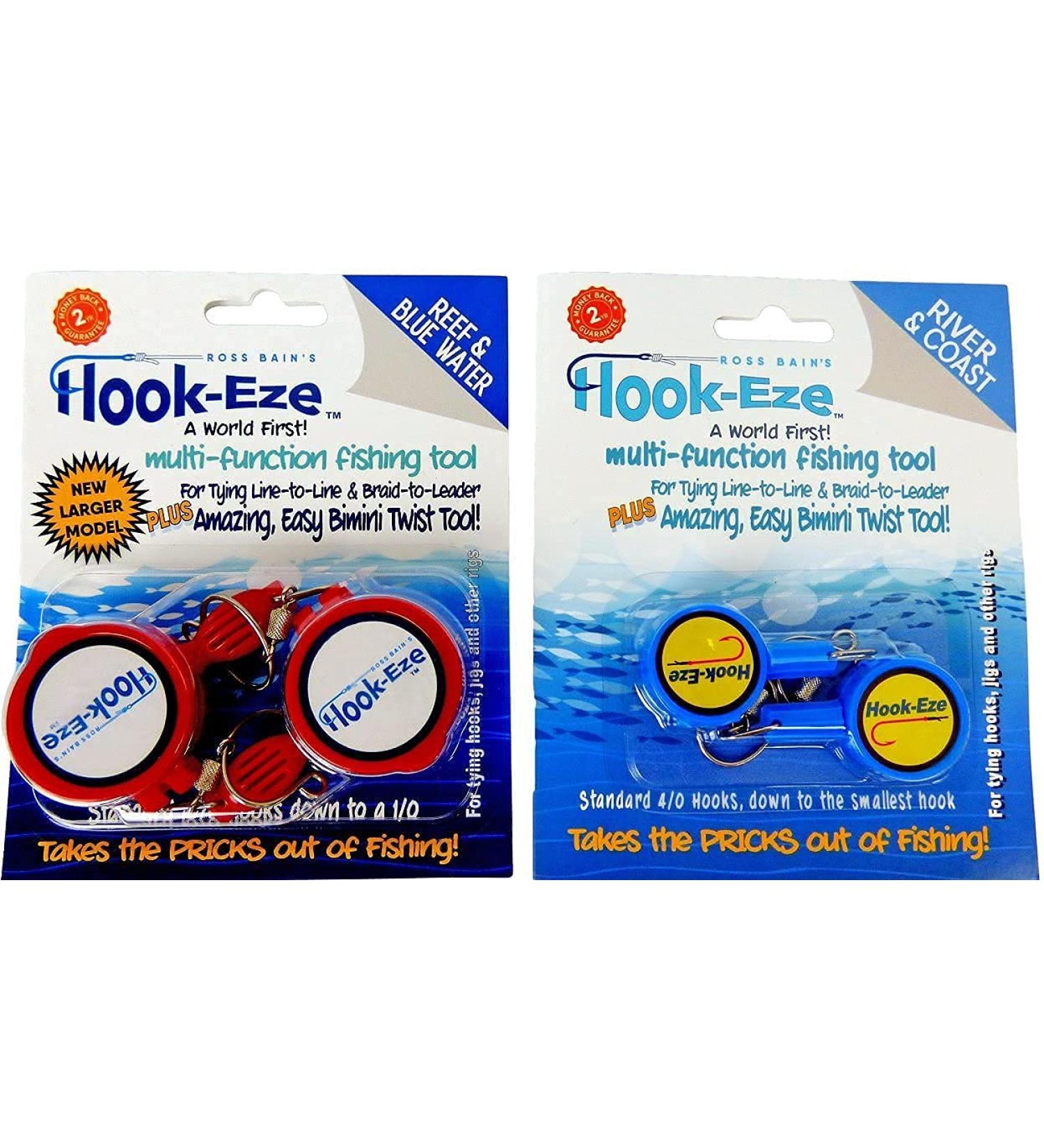HOOK-EZE Knot Tying Tool for 4 Fishing Poles | Line Cutter | 2 Sizes | Saltwater, Freshwater, Bass, Kayak, Ice Fishing | Red & Blue - Buy Online on GoSupps.com