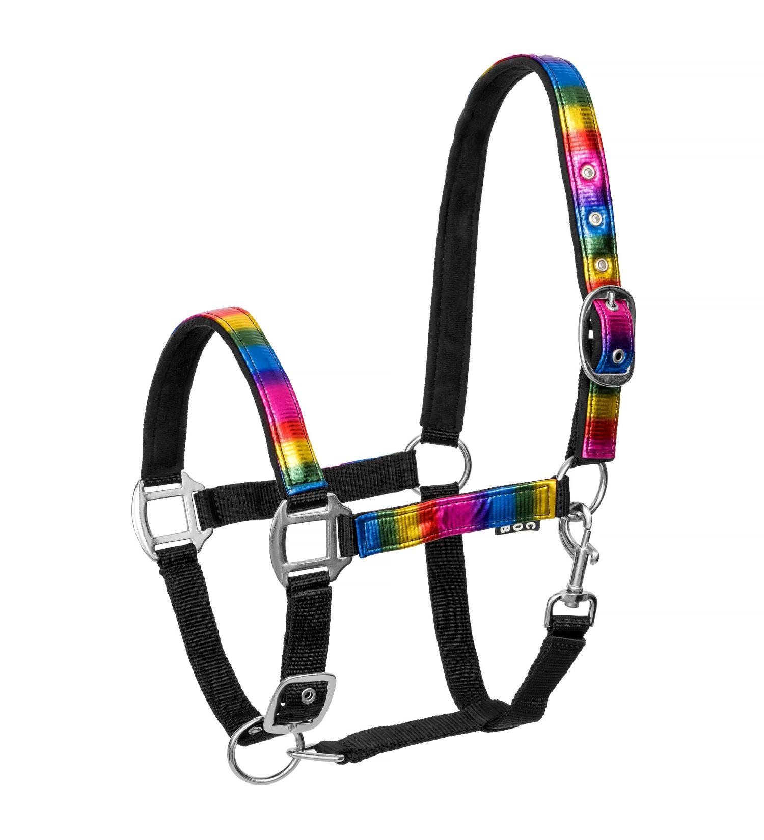 Shop Rainbow Cloth Lined Halters for Horses - Adjustable Multi-Colored Halters for Ponies & Thoroughbreds - Buy Online on GoSupps.com