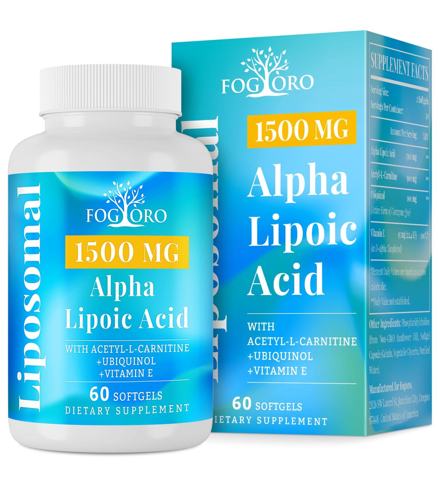 Liposomal Alpha Lipoic Acid 1500mg - Premium ALA Supplement with Acetyl-L-Carnitine Ubiquinol & Vitamin E - 60 Softgels for Enhanced Health - Buy Internationally - Buy Online on GoSupps.com