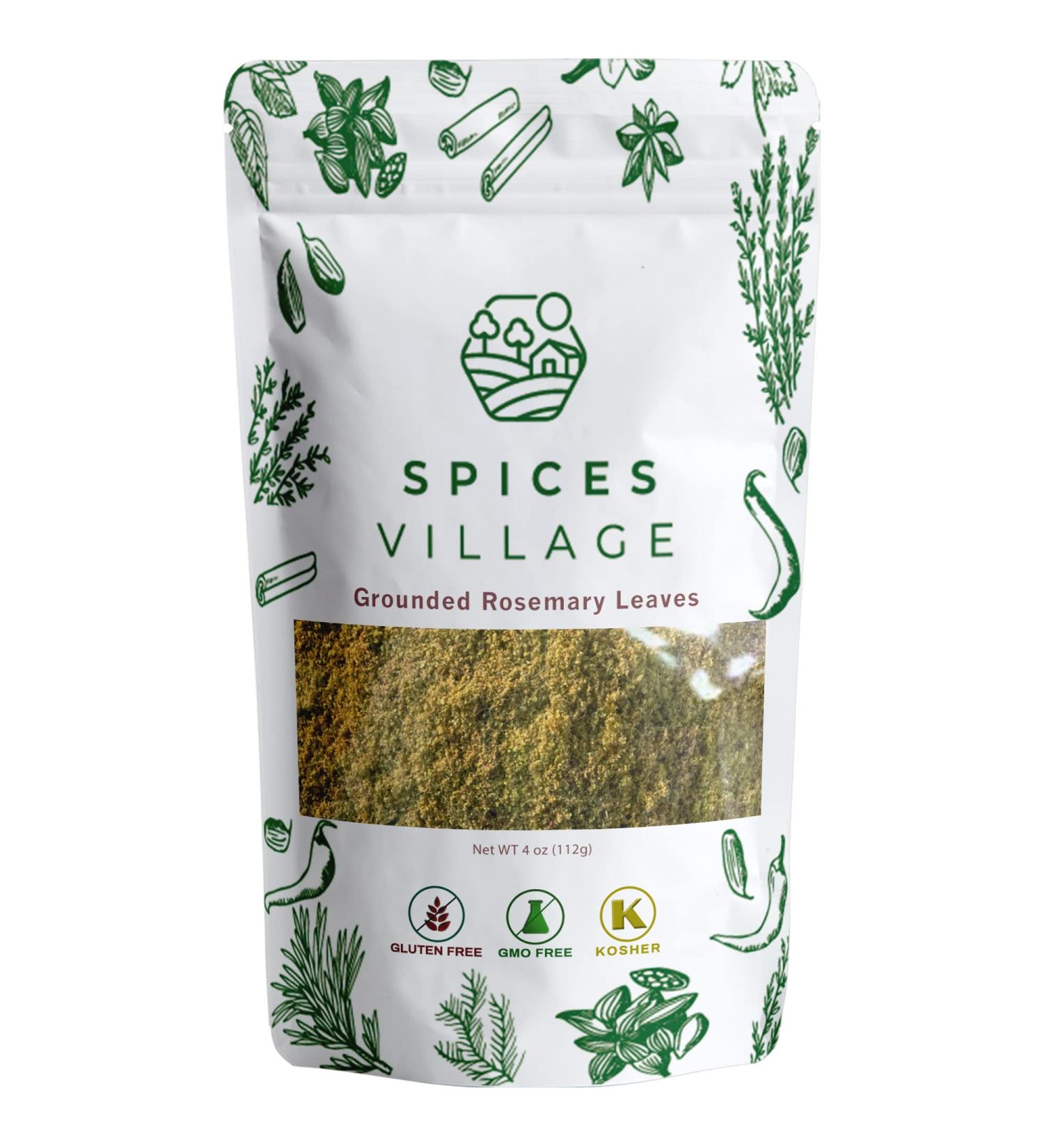 Spices Village Ground Rosemary 4 oz - Pure Mediterranean Seasoning | Cooking & Tea Spice - Kosher, Gluten Free, Vegan, Non GMO | Resealable Bulk Bag - Buy Online on GoSupps.com