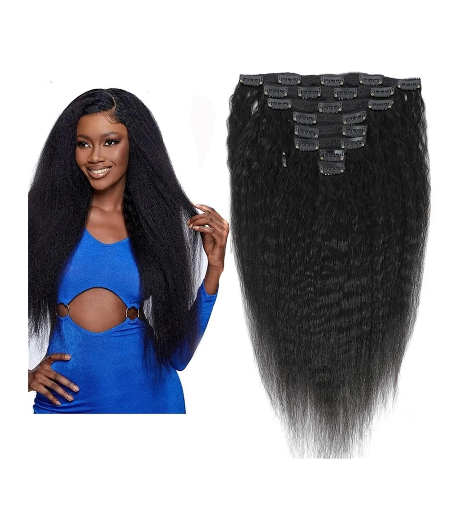 Hair Extensions Kinky Straight Clip in Hair Extensions 8-26" Thick Brazilian 100% Remy Hair Natural Black 8 Pieces with 20 Clips 120g/160g per Set Fit For Full Head Hair Pieces(10inch 160g/Set) 10inch 160g/Set - Buy Online on GoSupps.com