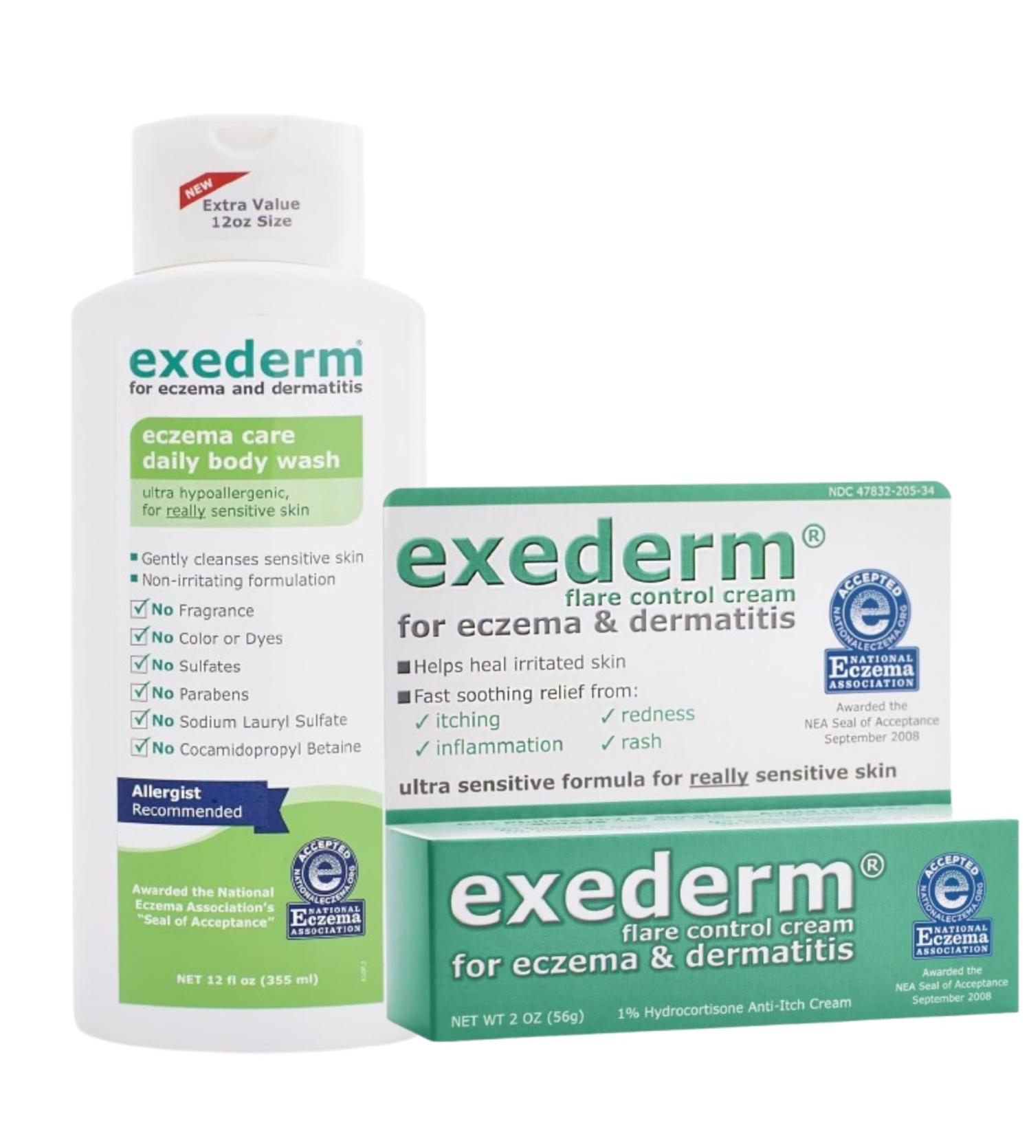Exederm Flare Control Cream and Daily Body Wash for Eczema & Dermatitis - Buy Online on GoSupps.com