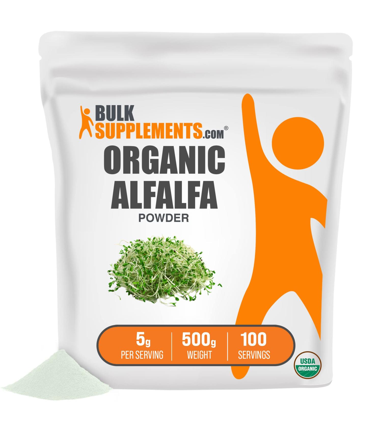 Organic Alfalfa Powder - Green Superfood Supplement (500g) | BulkSupplements.com - Buy Online on GoSupps.com