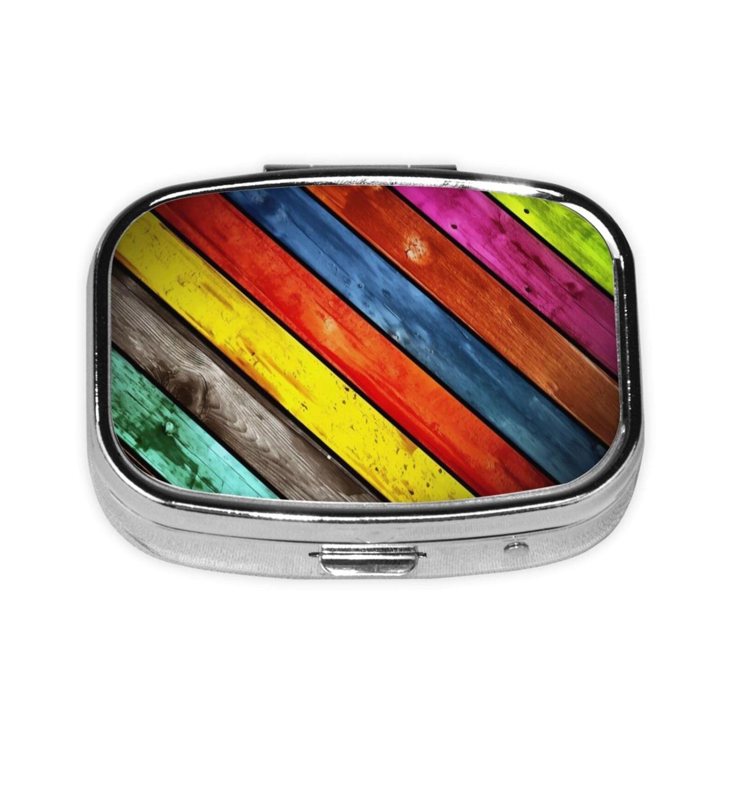 Colored Wooden 2 Compartment Pill Case | Cute Travel Pill Box Organizer for Pocket & Purse - Buy Online on GoSupps.com