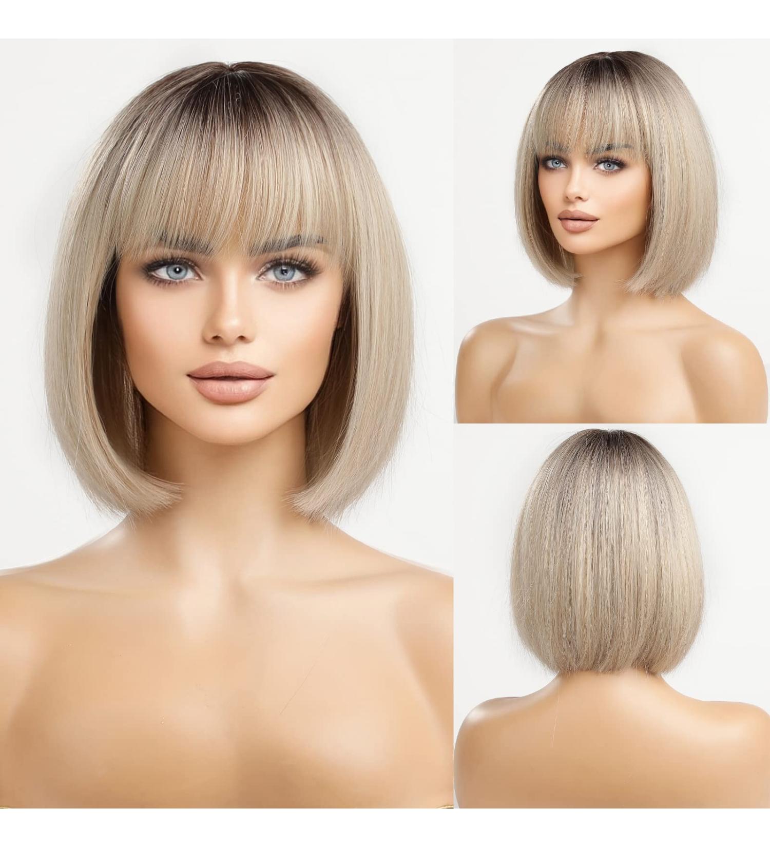 HAIRCUBE Long Straight Bleach Blonde Wig - Synthetic Hair with Fringe for Daily Use or Cosplay - Buy Online on GoSupps.com