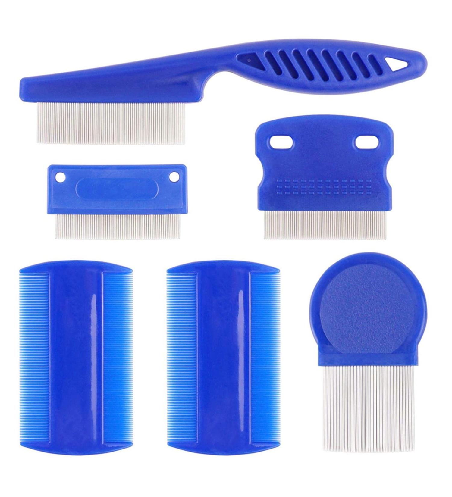 Premium 6-Part Pet Grooming Massage Comb Set for Cats & Dogs - Effective Flea Lice & Tick Removal Tools - Buy Online on GoSupps.com