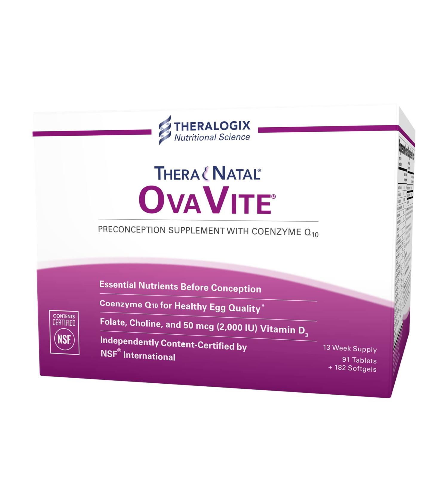 Theralogix TheraNatal OvaVite Preconception Vitamins - 13-Week Supply - Prenatal & Fertility Supplement with CoQ10 - NSF Certified - 91 Tabs 182 Softgels - Buy Online on GoSupps.com