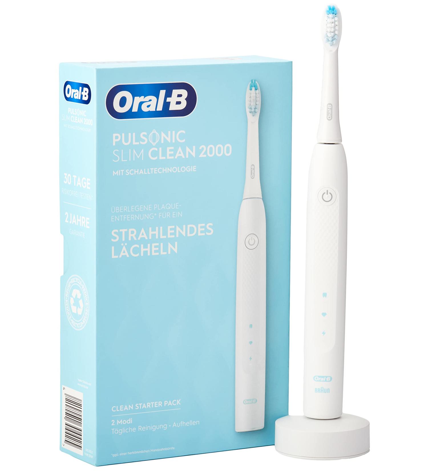 Oral-B Pulsonic Slim Clean 2000 Electric Sonic Toothbrush - 2 Cleaning Modes for Dental Care - Timer Gift - White - Buy Online on GoSupps.com