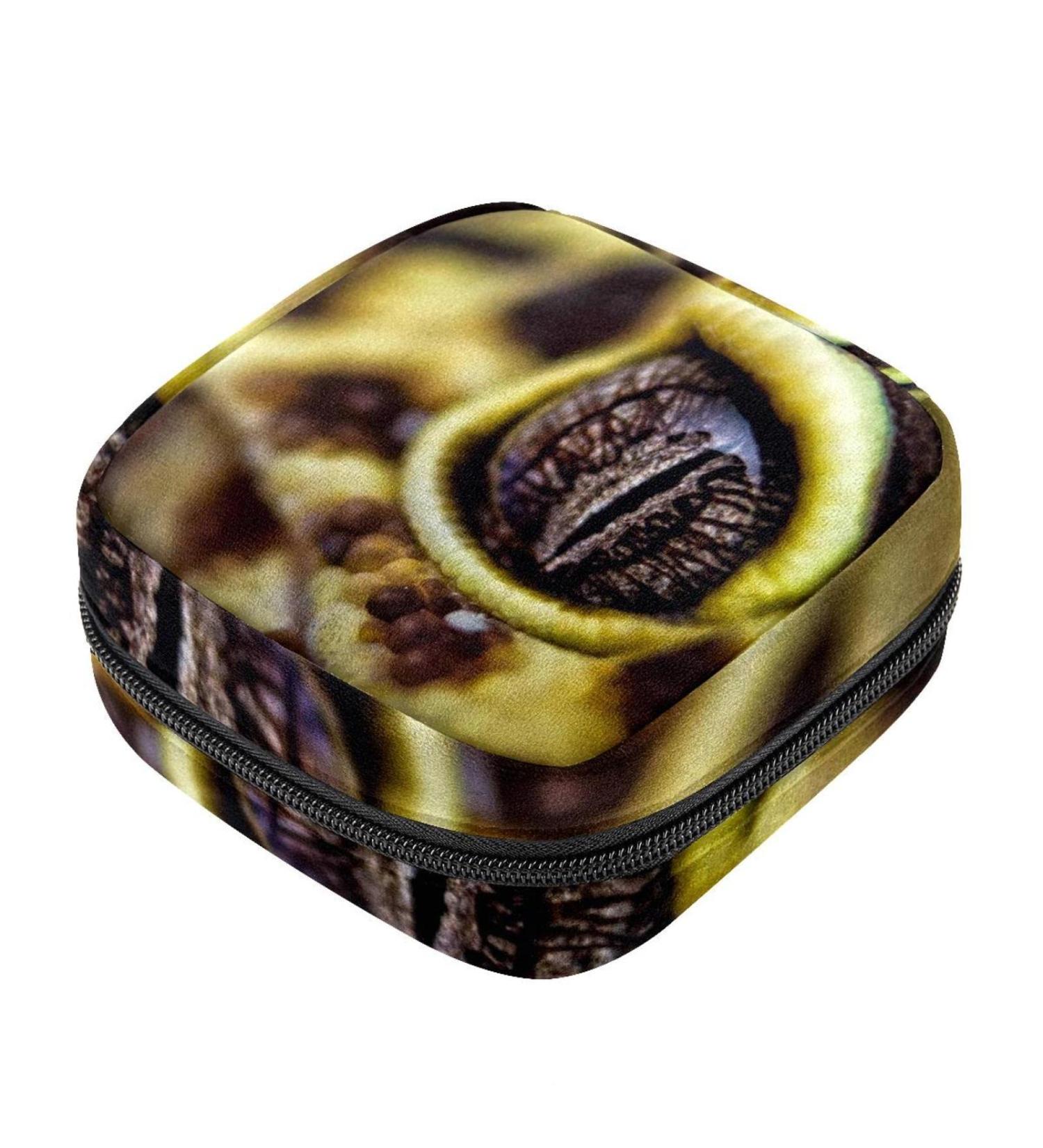 Menstruation Pad Bag with Zipper | Stylish Women's Tampon & Napkin Bag | Reptile Gecko Lizard Design for Women & Girls - Buy Online on GoSupps.com