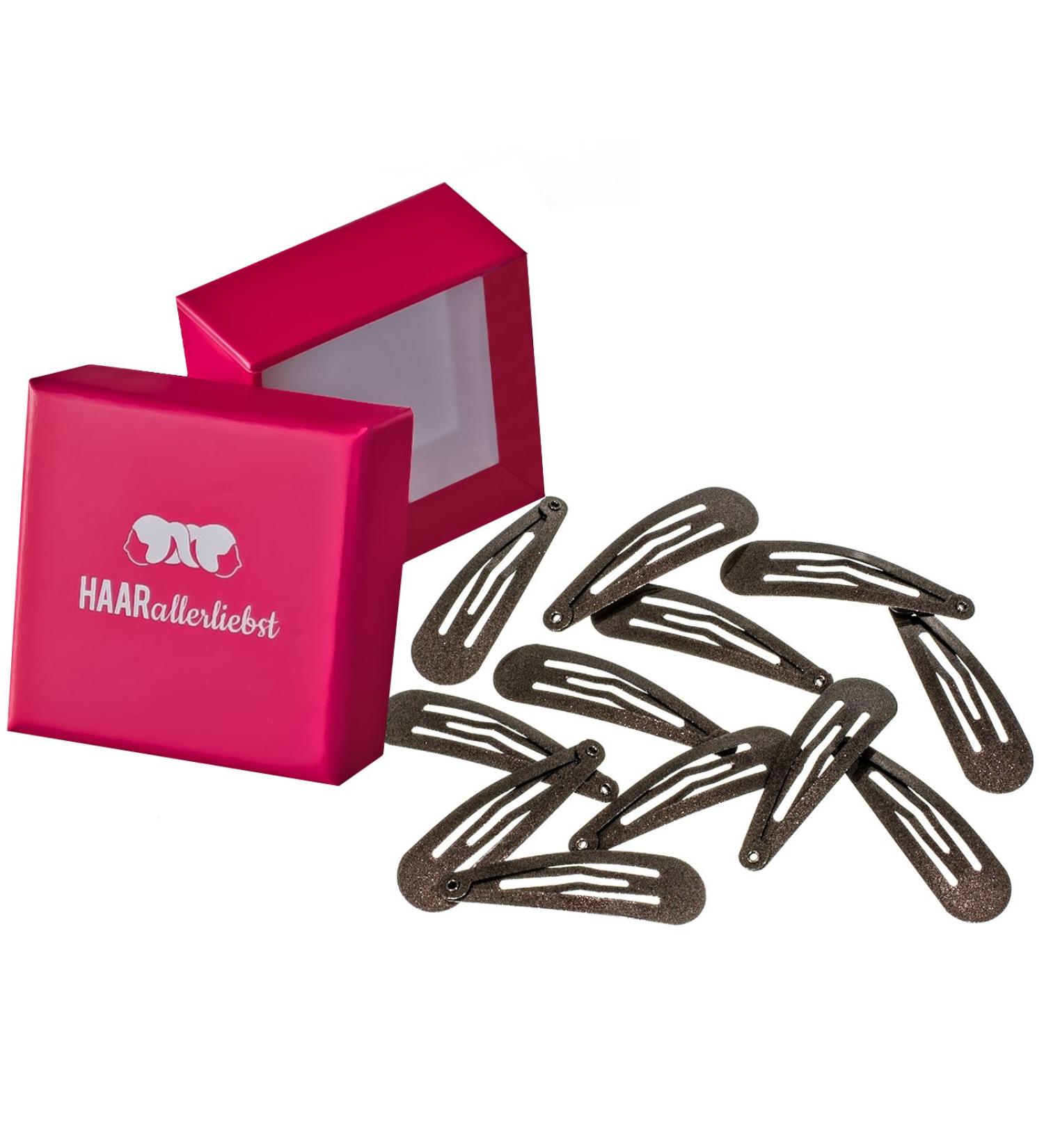 Hair -minded more grip hair clips anti slide (12 pieces | brown shimmering | approx. 5cm) including box for storage (box color: pink)