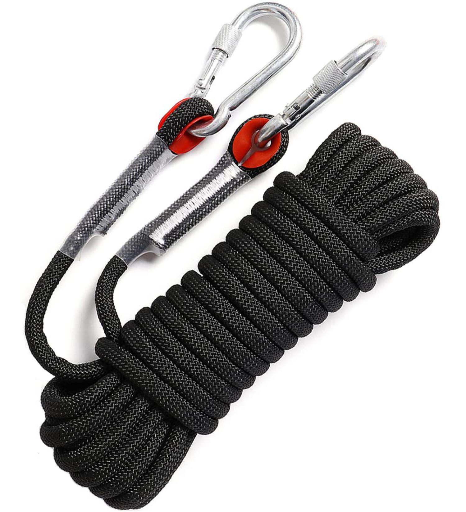 Ginee Black Static Climbing Rope 10mm Diameter - 50FT Length | Durable and Strong Rope for Climbing and Outdoor Adventures - Buy Online on GoSupps.com