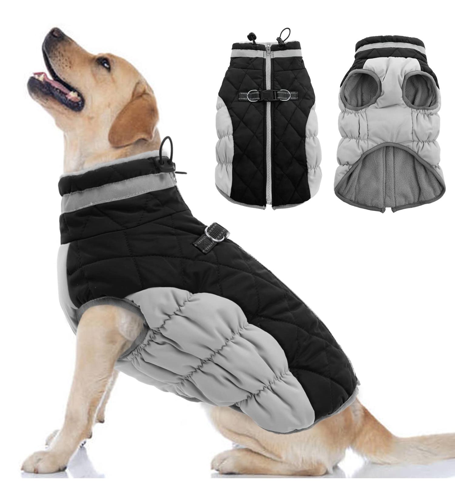 OUOBOB Dog Winter Jacket - Waterproof Reflective Coat for Small Medium Large Dogs - Warm Fleece Apparel with Zipper Closure - Cold Weather Pet Garment - Buy Online on GoSupps.com