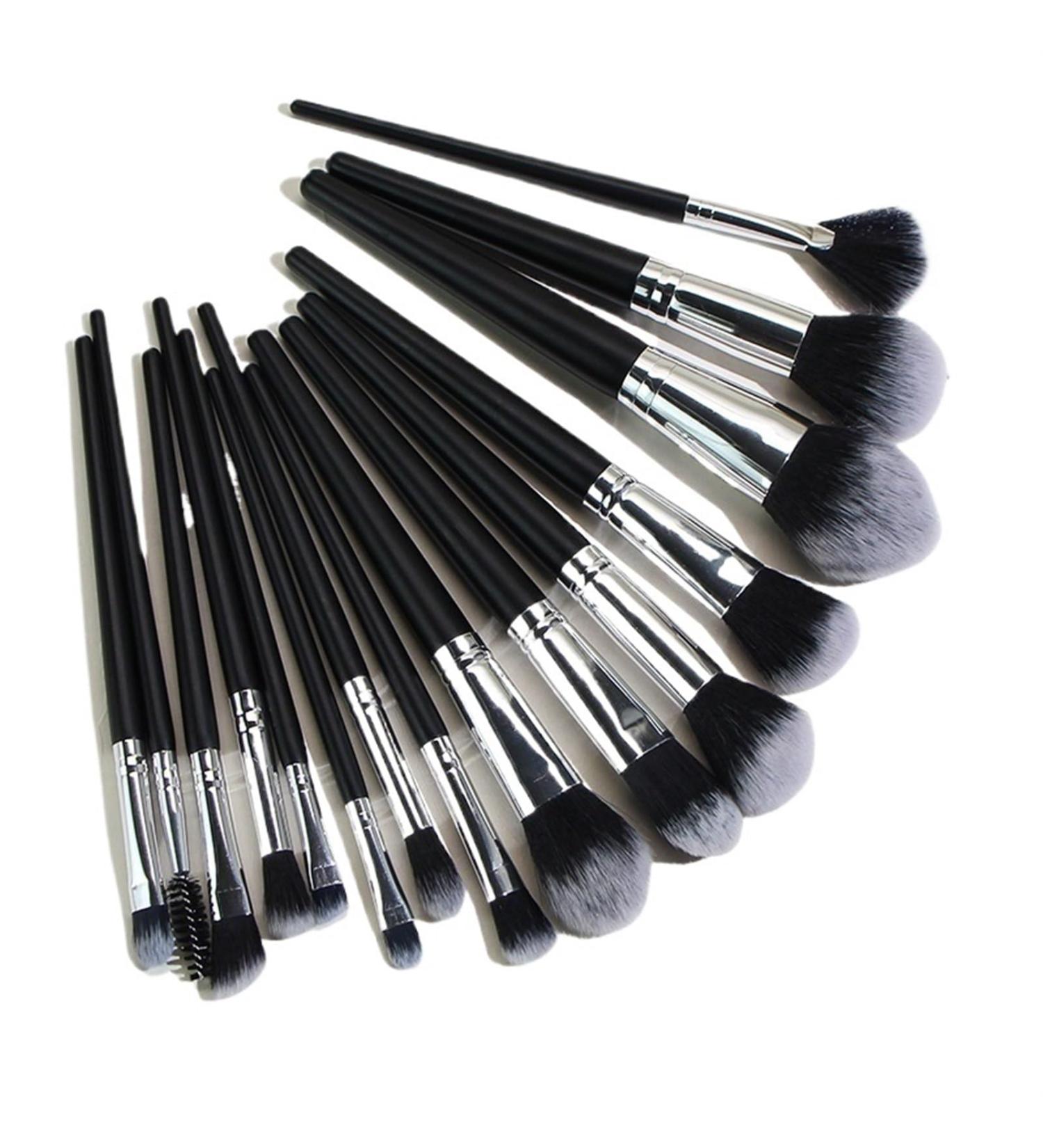 15-Piece Black Makeup Brush Set | Conical Tail Beauty Tools for Flawless Makeup Application International Shipping Available - Buy Online on GoSupps.com