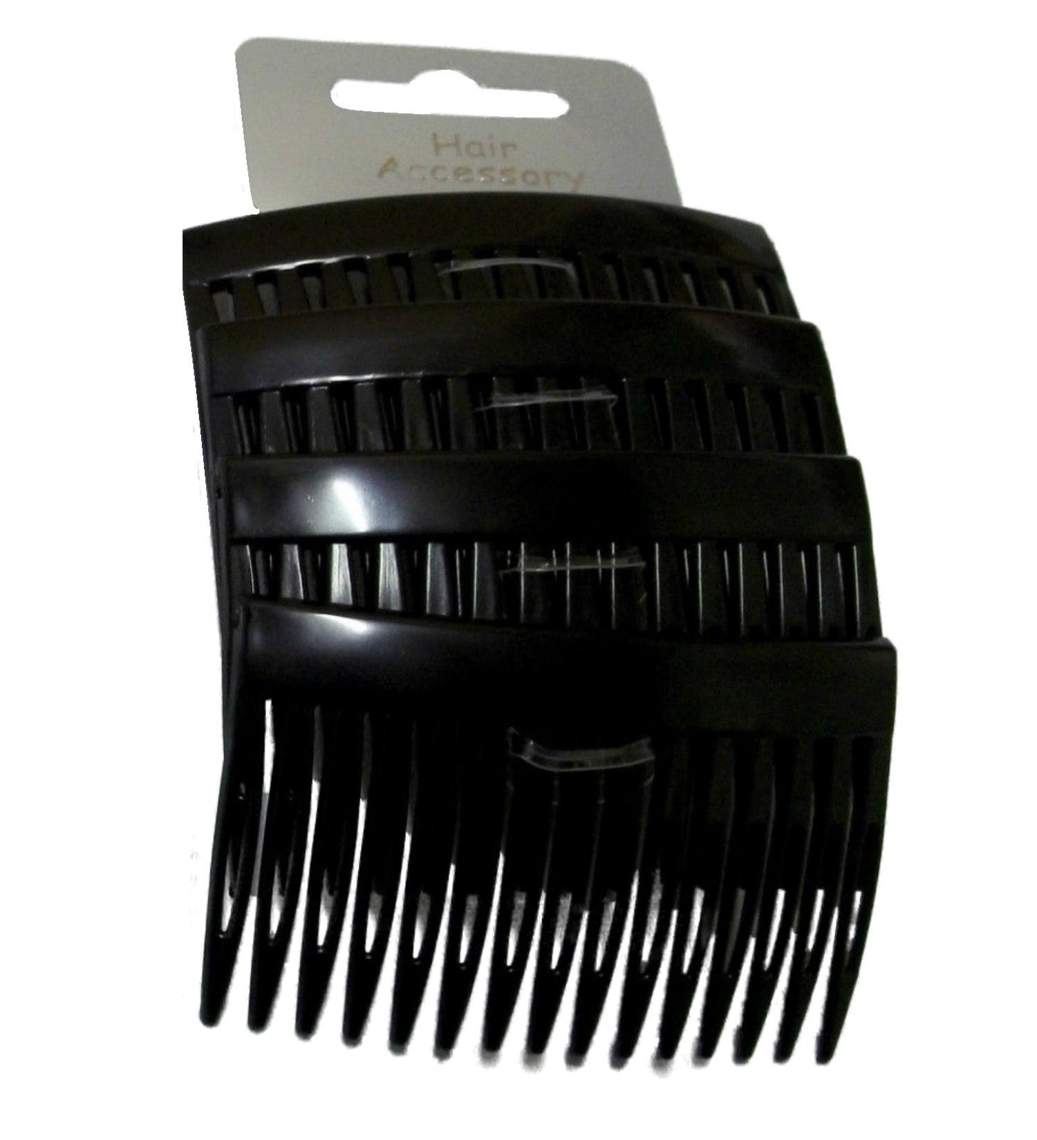 Pritties Accessories Set of 4 Black Plain Hair Combs Slides 7cm (2.8")