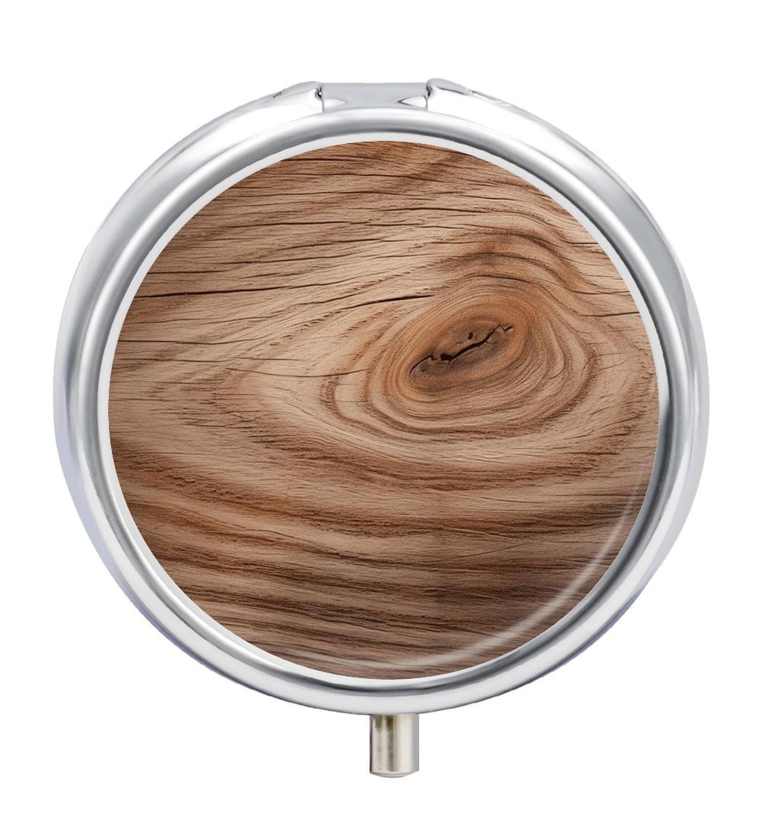 Compact Travel Pill Box - 3 Compartment Wood Grain Portable Pill Organizer for Purse & Pocket - Buy Online on GoSupps.com