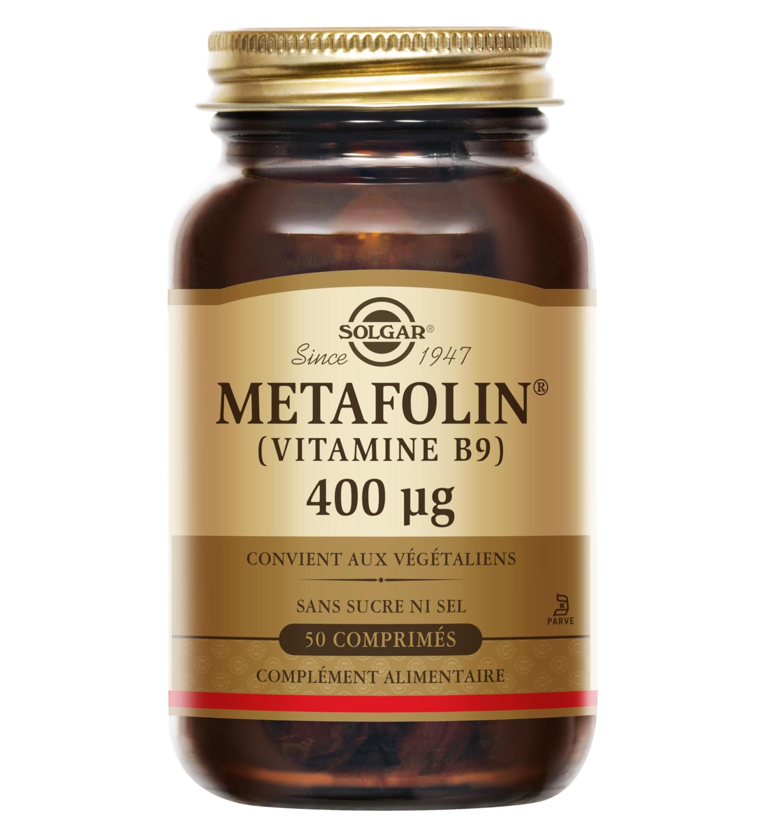 Solgar Metafolin - Vitamin B9-400 g - Maternity - Essential Vitamin Pregnancy - Growth of Maternal Tissue - Highly Available - Food Supplement - Bottle of 50 Tablets - Buy Online on GoSupps.com