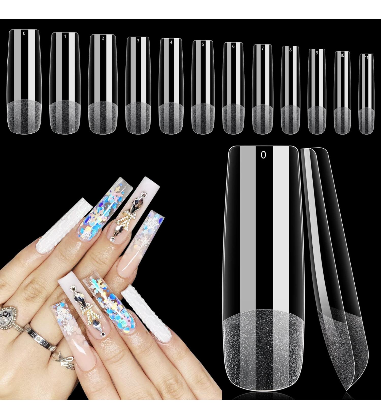 Deciniee 240Pcs Gel Nail Tips | Full Cover Square Straight False Nails for Extensions | Professional Clear Tips for Acrylic Nails - Salon Quality - Buy Online on GoSupps.com