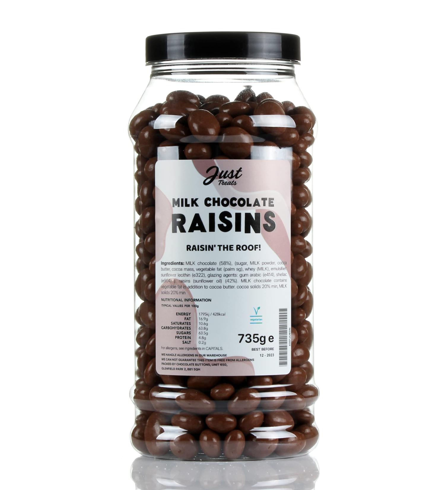 Milk Chocolate Raisins Gift Jar from The Just Treats Collection - Buy Online on GoSupps.com