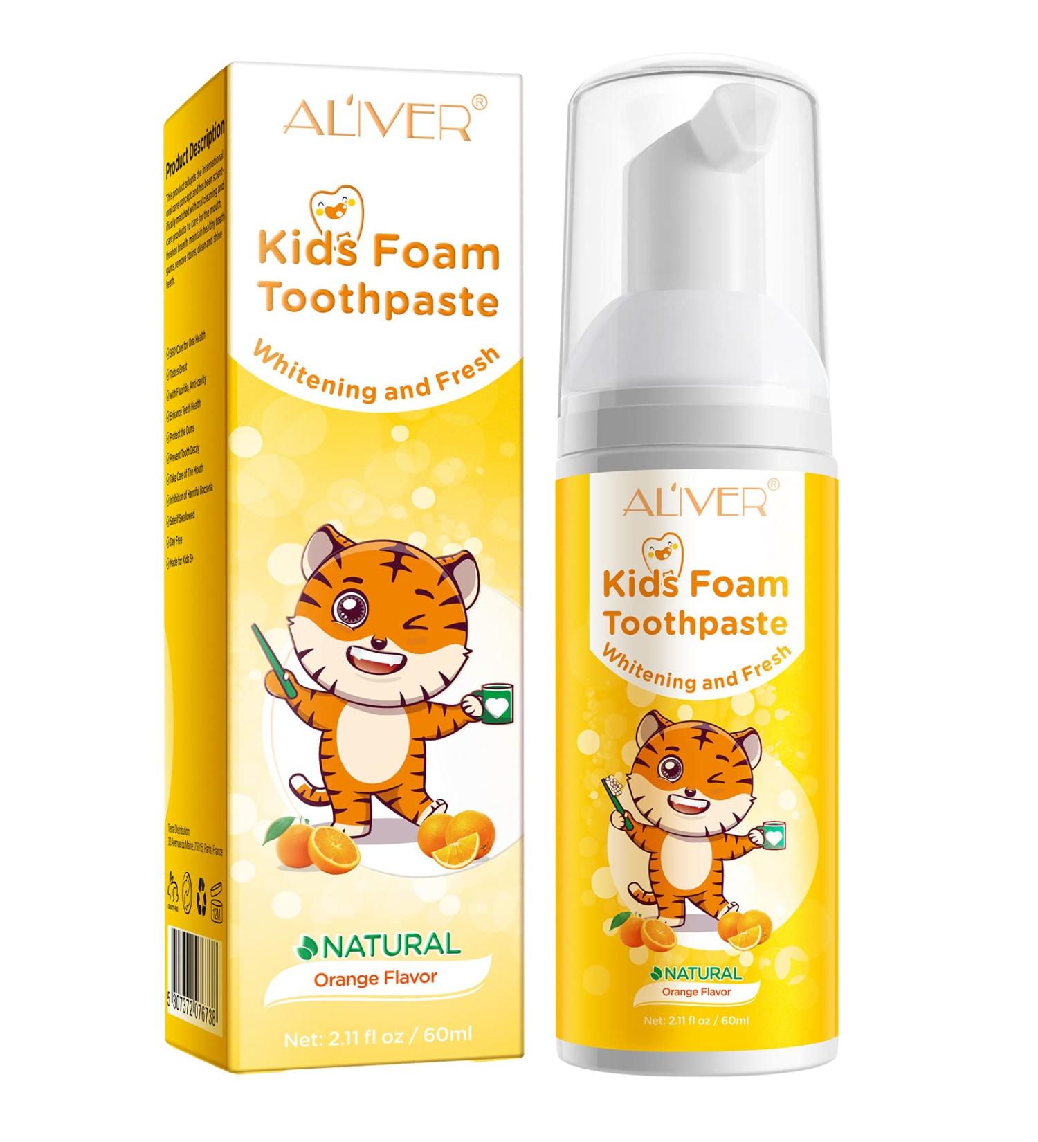 Low Fluoride Kids Foam Toothpaste - Natural Orange Flavor | Reduce Plaque - Children's Toothpaste - Buy Online on GoSupps.com