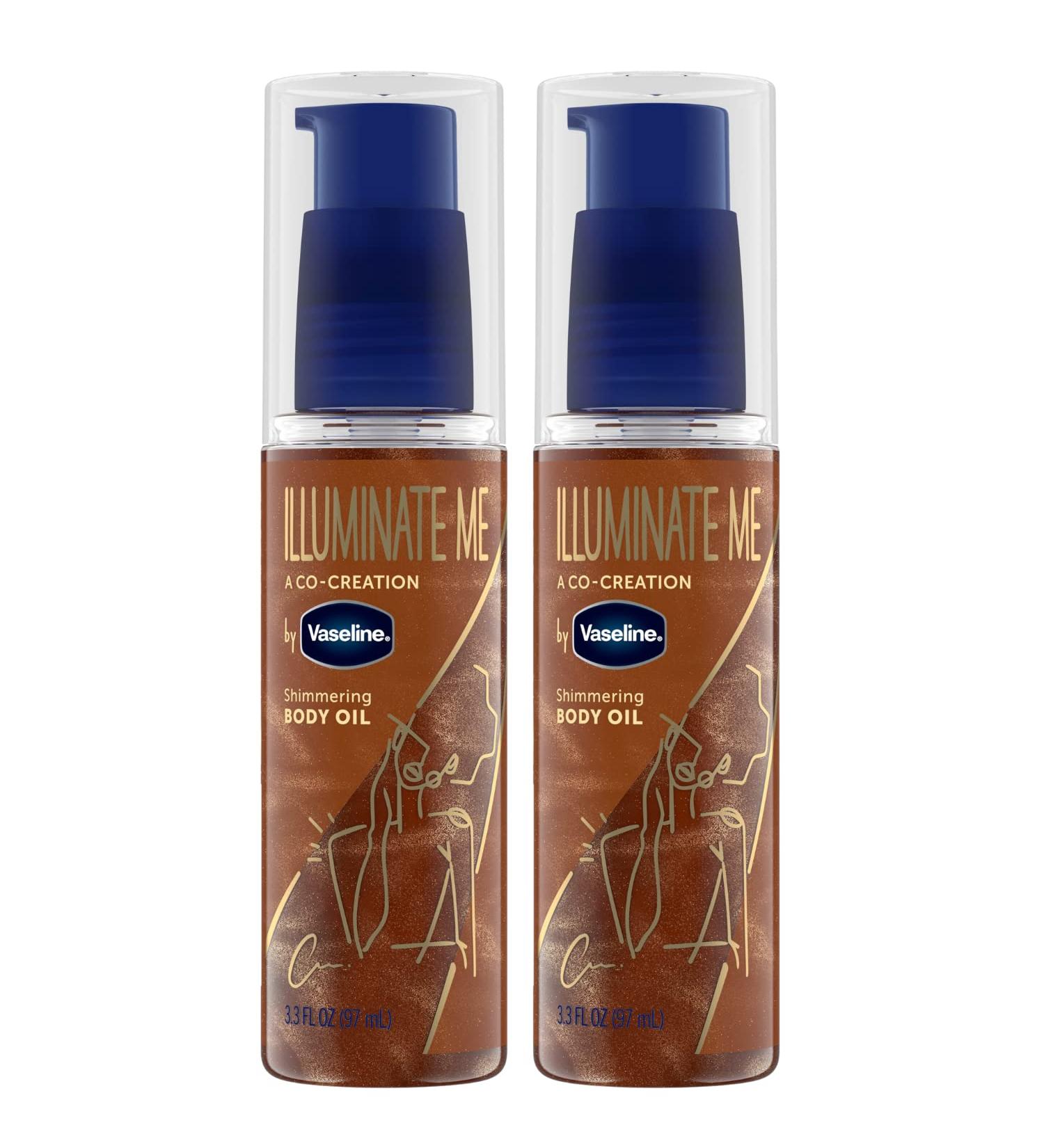 Vaseline Illuminate Me Body Oil - Shimmering Bronzer for Melanin-Rich Skin | Radiant Hydrating Shimmer Oil (3.3 Oz Pack of 2) - International Shipping Available - Buy Online on GoSupps.com