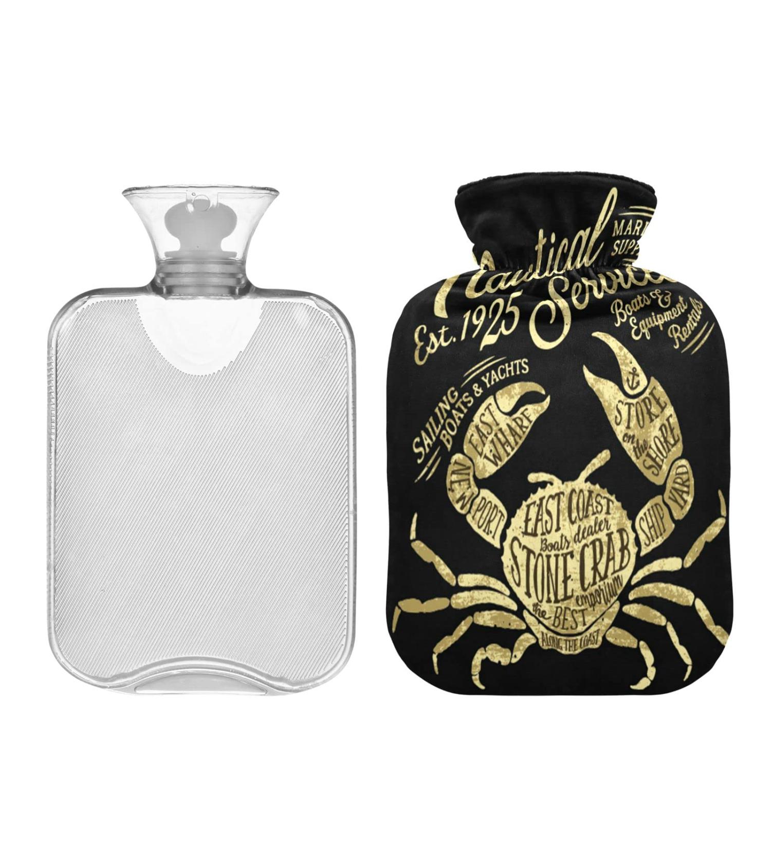 Vintage Nautical Marine Hot Water Bottle 2L | Plush Cover Hand & Foot Warmer | Perfect for Winter | Ideal Gift for Children Men & Women - Buy Online on GoSupps.com