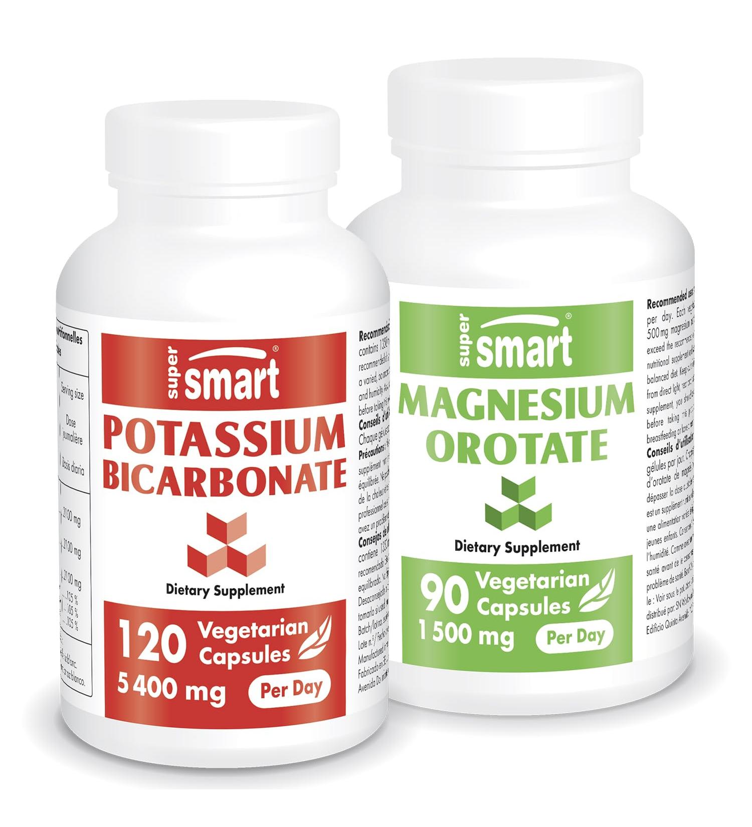 Supersmart Potassium Bicarbonate and Magnesium Orotate Bundle - Mineral Support | Non-GMO, Gluten Free - Vegetarian Capsules - Buy Online on GoSupps.com