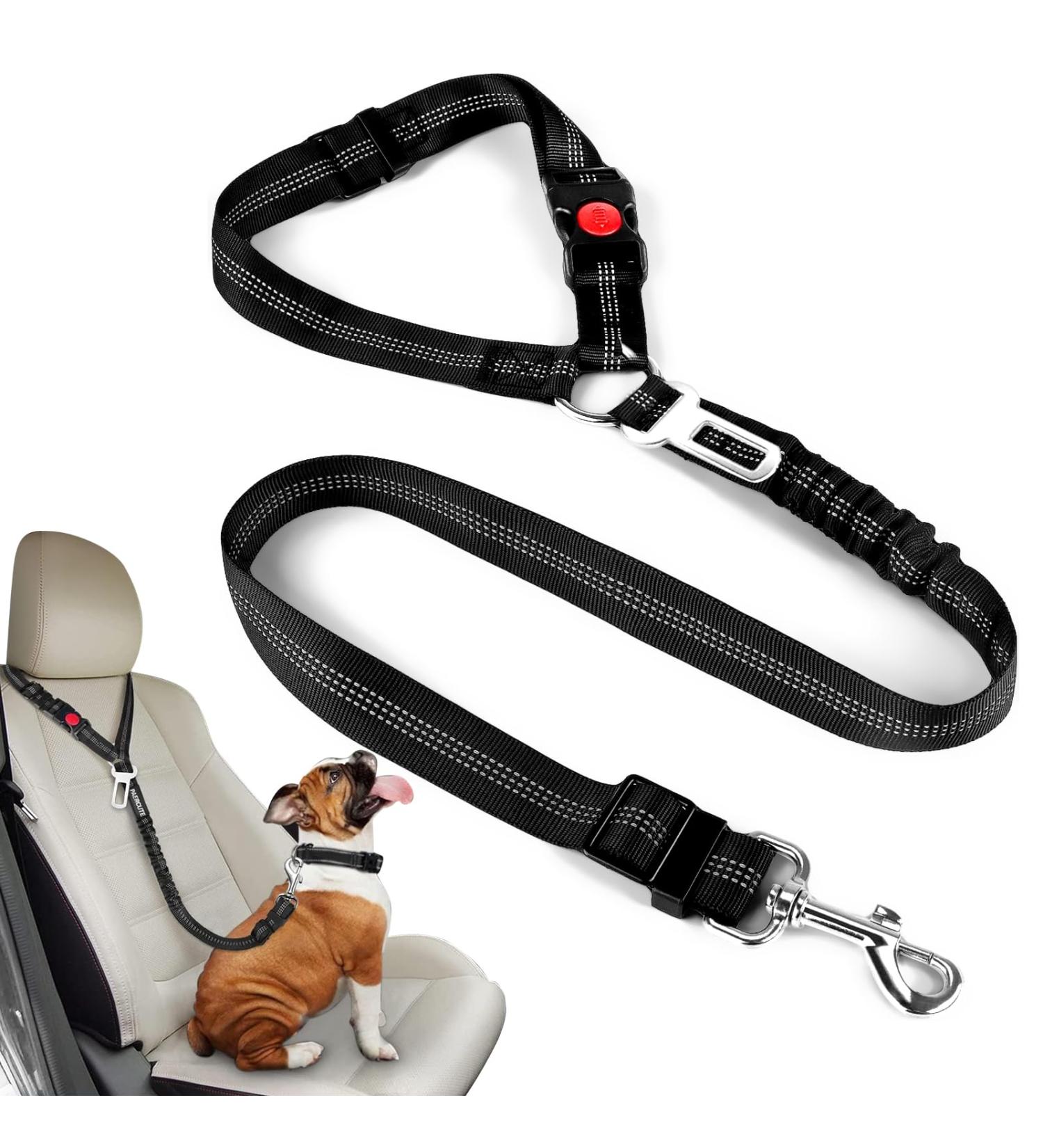 Dog Seat Belt Dog Cat Seat Belt Harness Dog Safety Seat Belt Strap for Vehicle Headrest Restraint (Black) - Buy Online on GoSupps.com