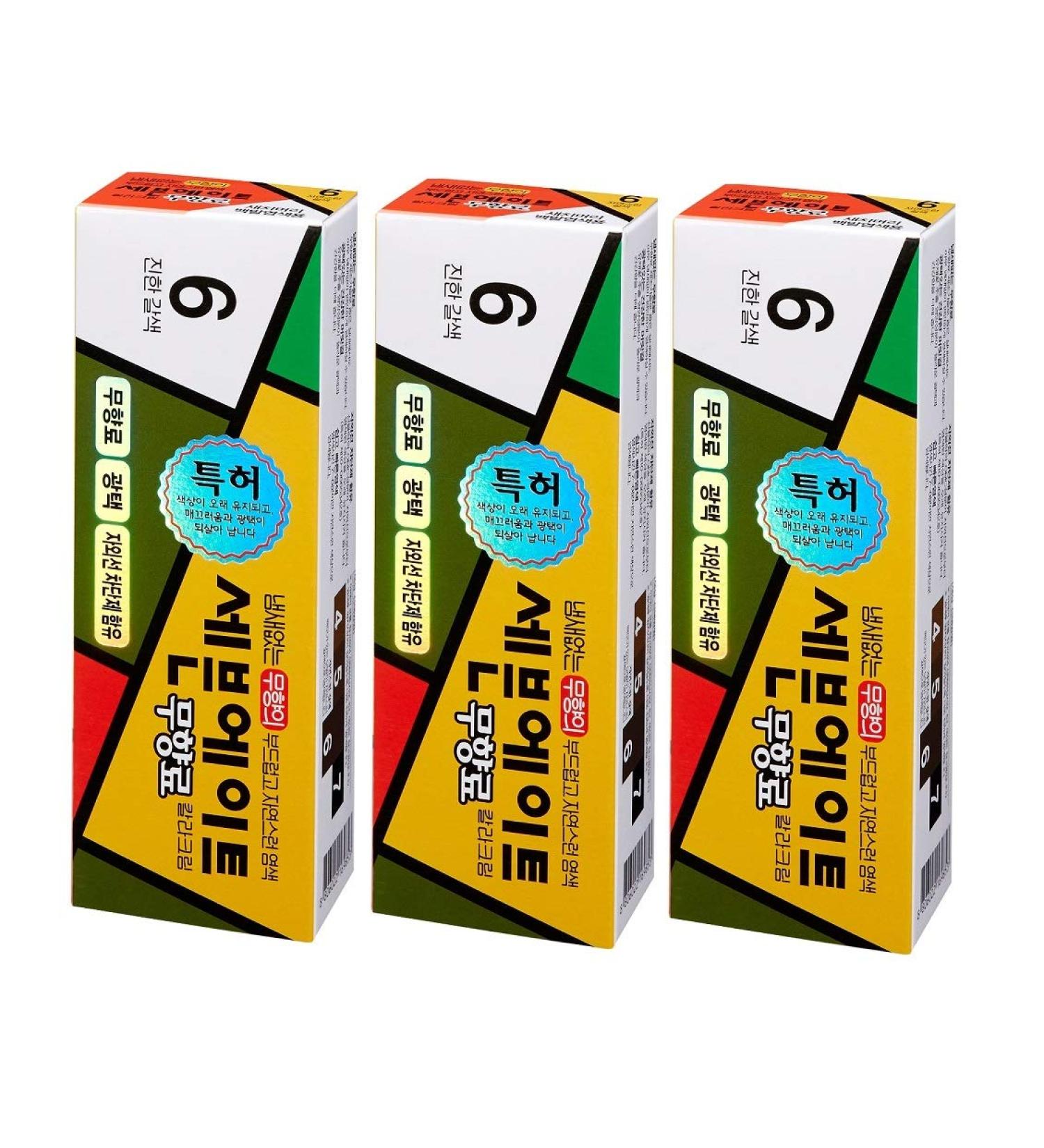 DS Seven Eight No Ammonia Hair Dye Cream 6 Dark Brown (Pack of 3) - 1.41 Ounce x 6 | Korea Made, Ammonia Free Color - Buy Online on GoSupps.com