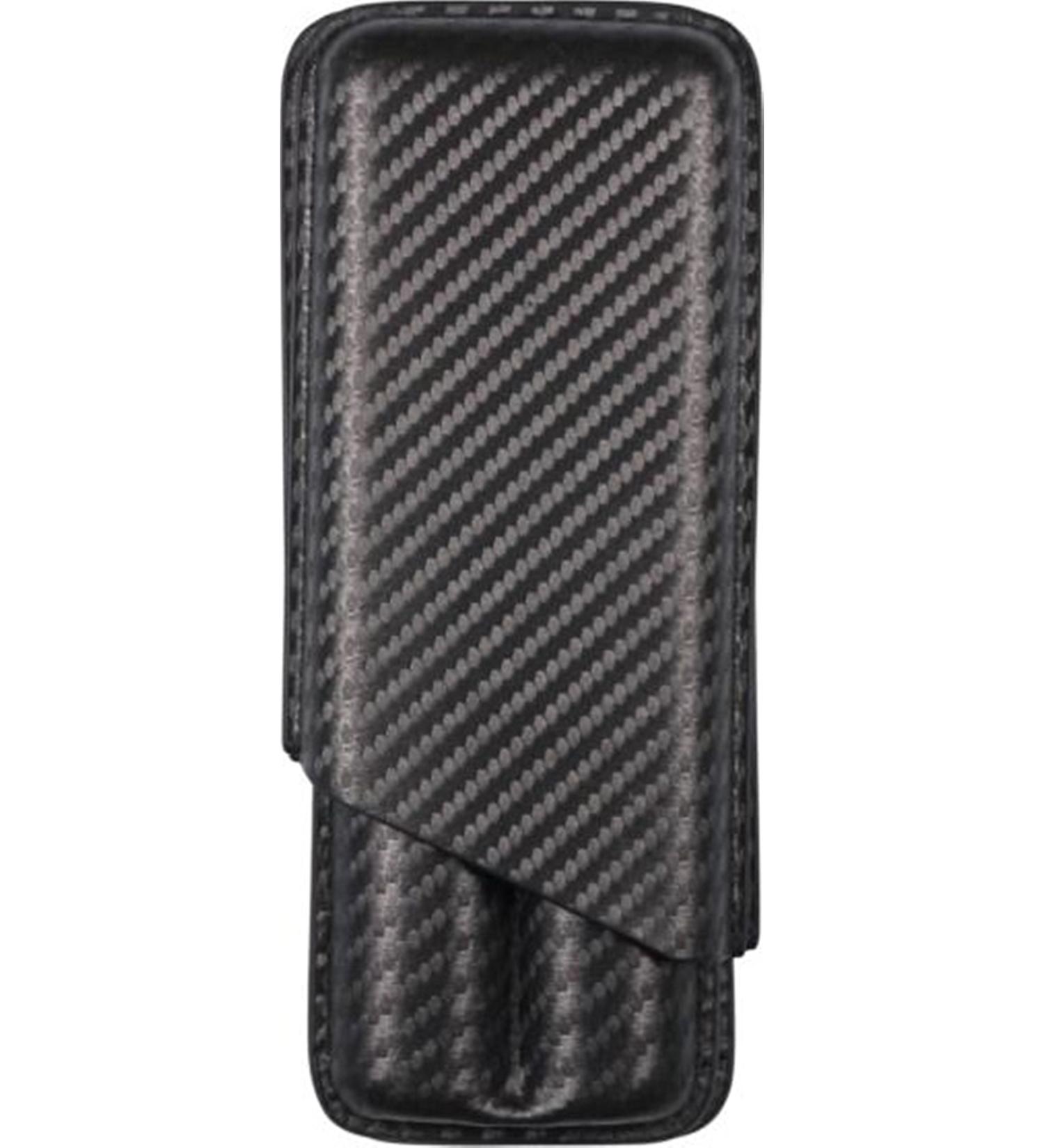 Unbekannt Cigar Case Sliding Case / 2 / 185 mm / Up to 24 mm Diameter / Leather Look Carbon Design