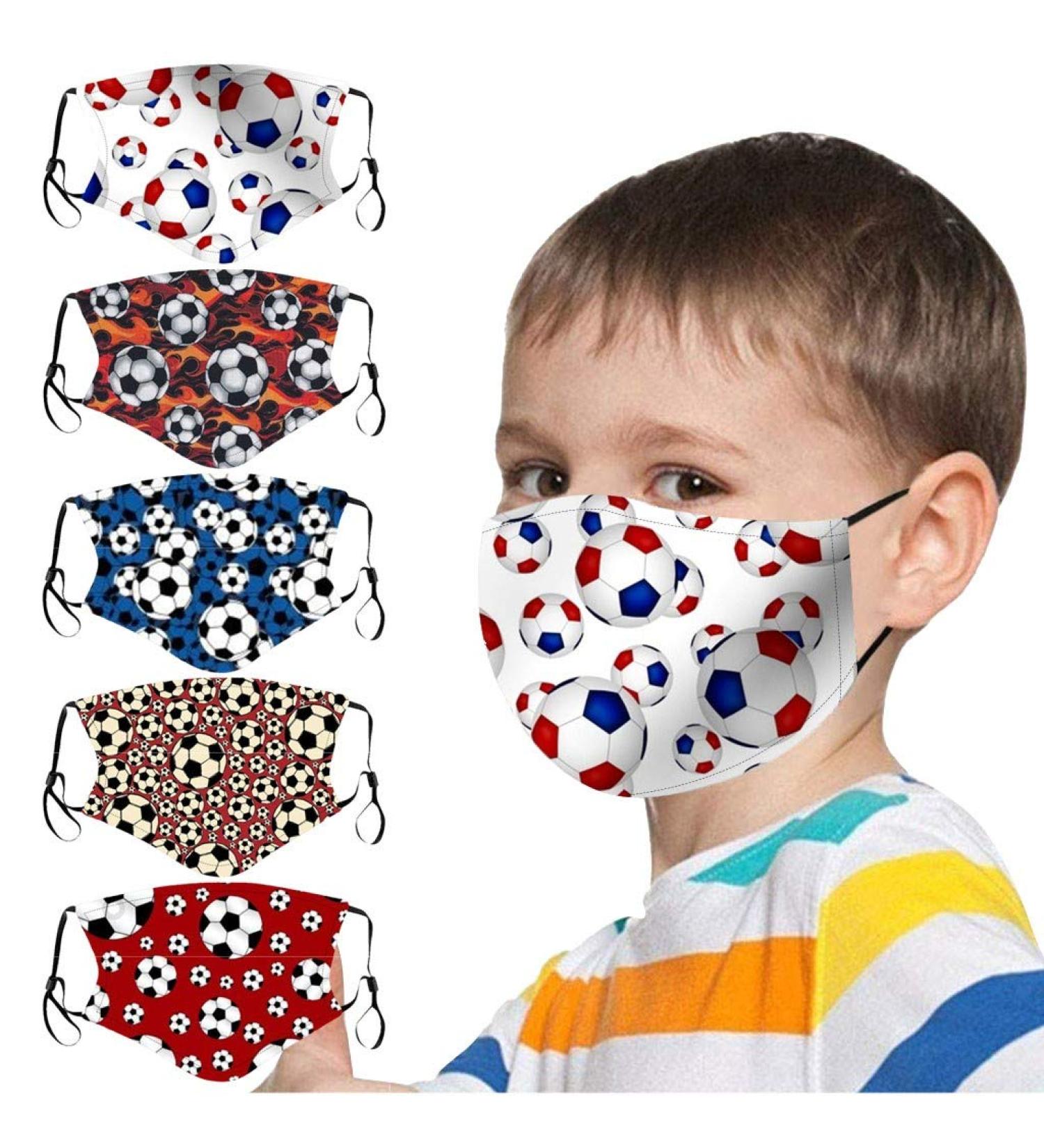 5pcs Children Ball Cute Cartoon Pattern Washable Reusable Adjustable Comfortable Elastic Earloop Face_Mask - Buy Online on GoSupps.com