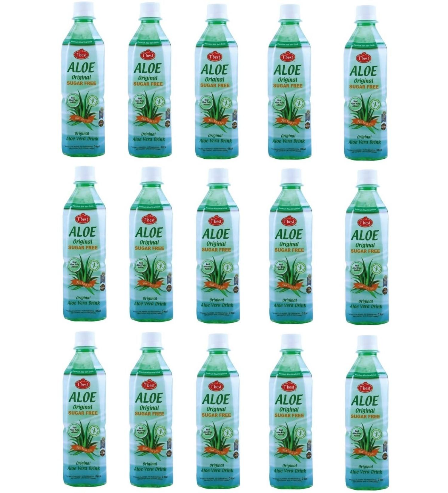bick.shop® Pack of 15 Aloe Vera Zero 0.5 l Aloevera Drinks with Pulp Disposable with 15 x €0.25