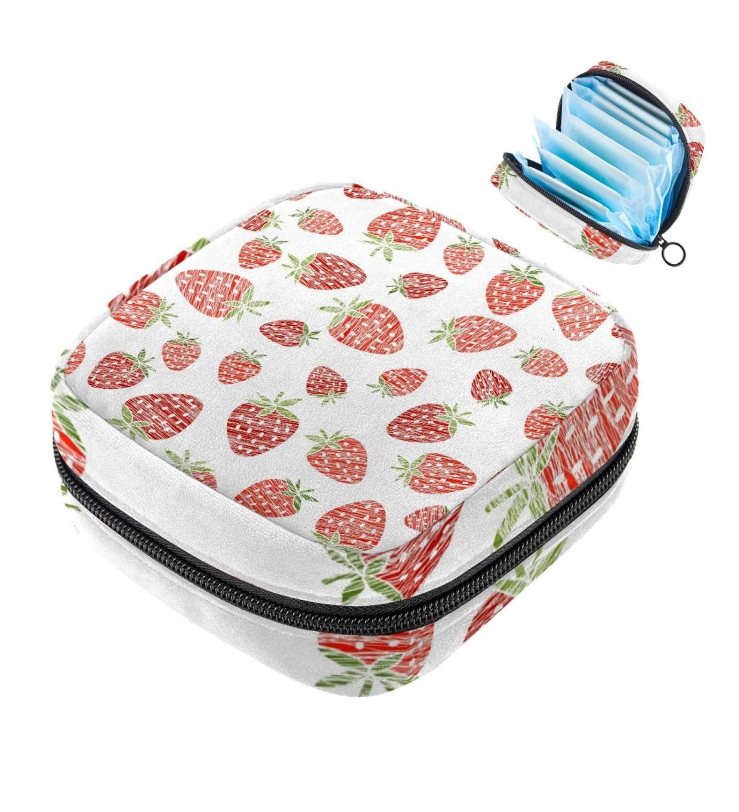 Muooum Menstrual Artery Bag - Zipper Women's Flip Bag for Tampons - Strawberry Pink Pattern - Perfect for Girls - Buy Online on GoSupps.com