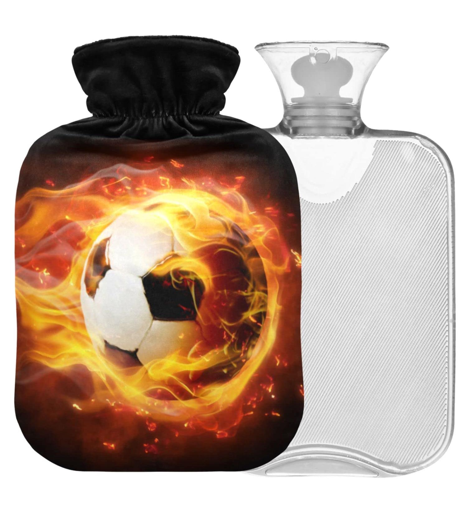 Naanle Fire Football Hot Water Bottle - 1L Transparent Heat Bottle for Bed & Pain Relief | Ideal Hand & Feet Warmer | International Shipping - Buy Online on GoSupps.com
