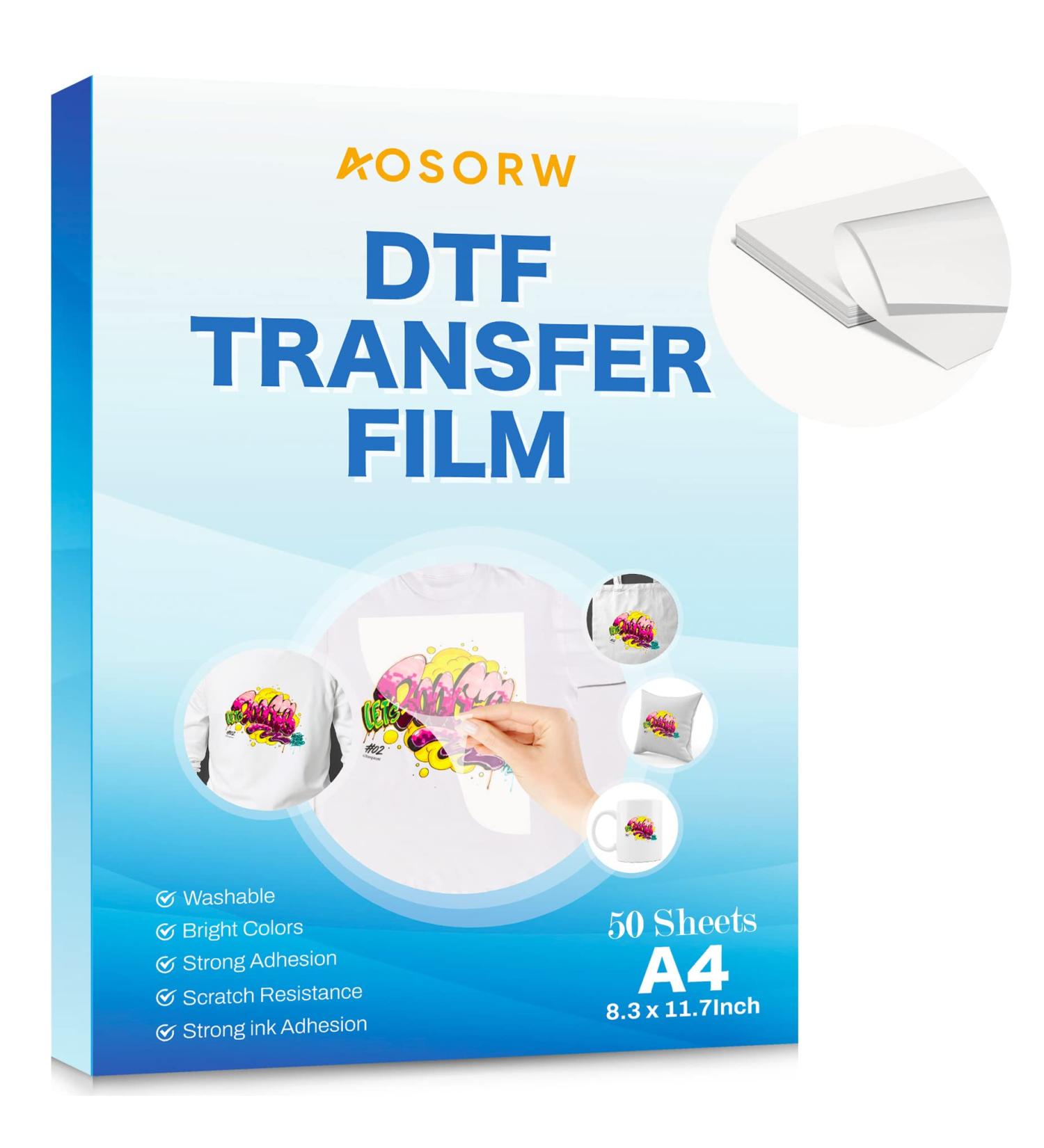 AOSORW DTF Transfer Film - 50 Sheets, Sublimation/Iron On Heat Transfer Paper (A4 Size) - Buy Online on GoSupps.com
