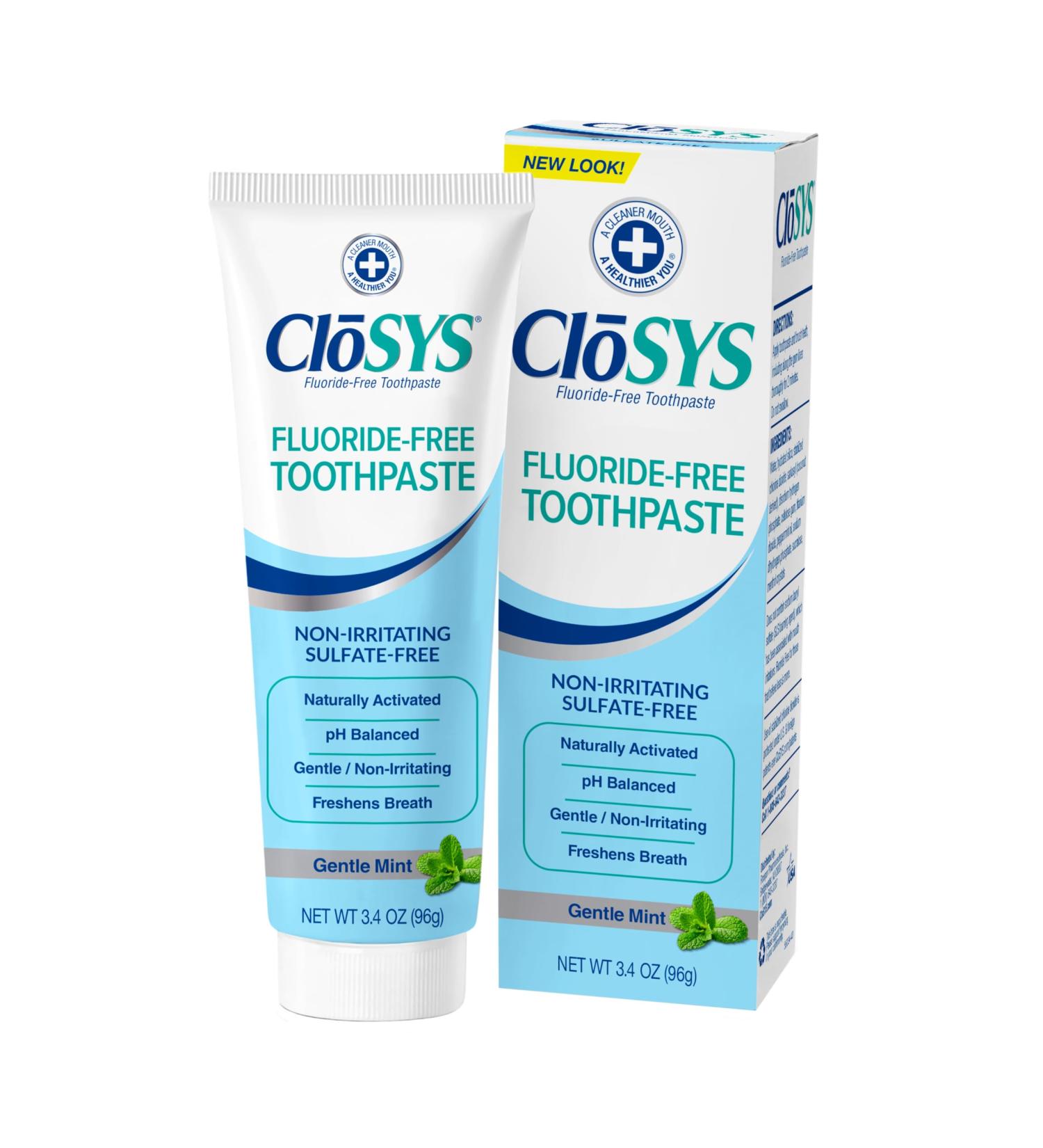 CloSYS Fluoride Free Toothpaste - Travel Size 3.4oz | Gentle Mint TSA Compliant Whitening & Enamel Protection Sulfate Free - International Shipping Available - Buy Online on GoSupps.com