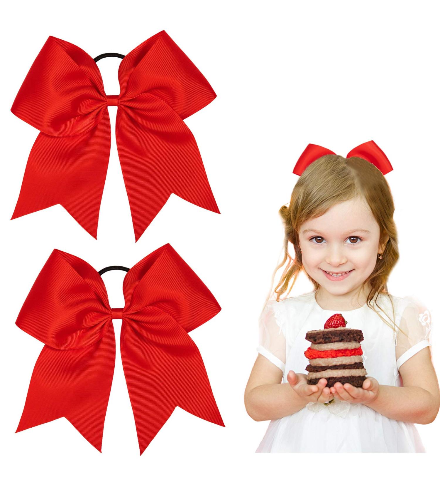 Whales Red Hair Loops - 2-Piece Big Ripband Elastic Hair Bands | Cheer Bows & Ponytail Holders for Girls & Toddlers - Buy Online on GoSupps.com