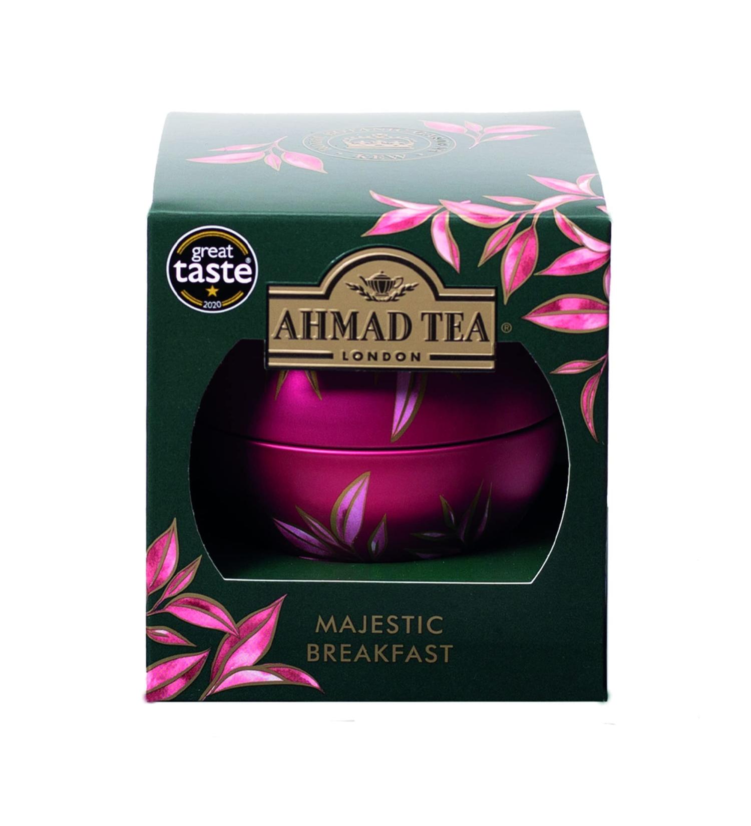 Ahmad Tea & KEW Gardens Christmas Bauble Majestic English Breakfast Caddy | Black - 24g Loose Leaf - Buy Online on GoSupps.com
