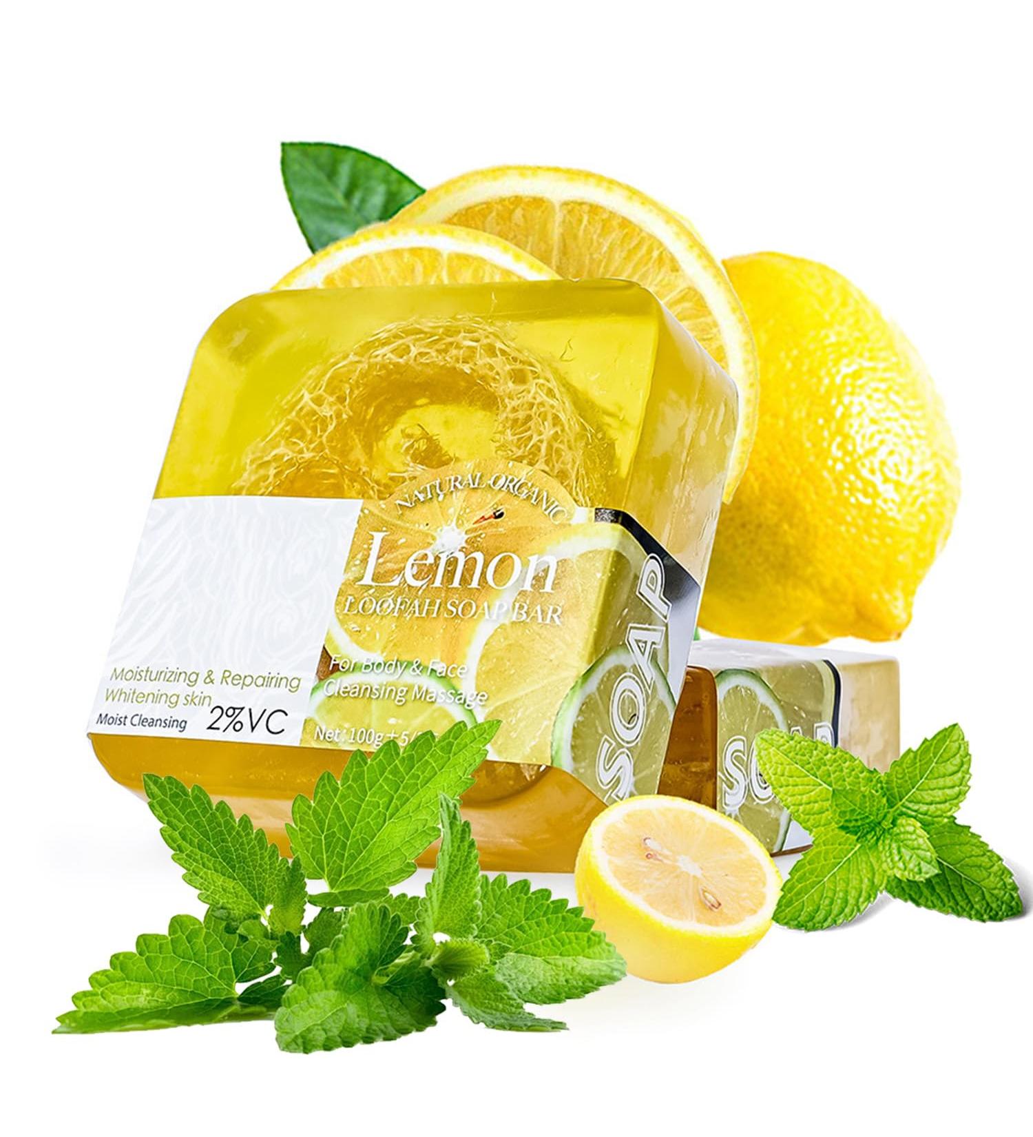Gregali Antibacterial Lemon Soap Antifungal Natural Lemon Soap Bar Handmade Loofah Lemon Tea Tree Antibacterial Treatment Soap 100g Organic Soap Bar for Tinea Versicolor Folliculitis - Buy Online on GoSupps.com