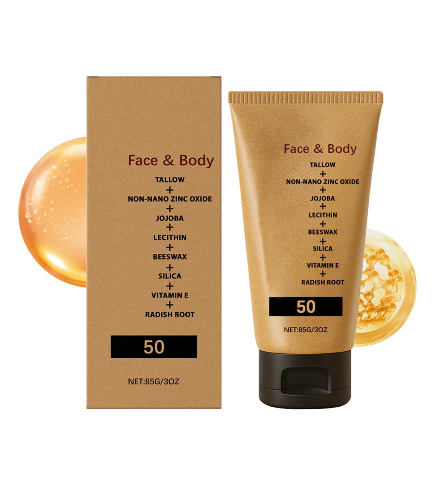  G n rique Beef Tallow Sunscreen SPF 50 Tallow Sunblock Lotion Non-Greasy Broad Spectrum Cream Moisturizing Skin Protection for Face Body Natural Daily Sun Care - Buy Online on GoSupps.com